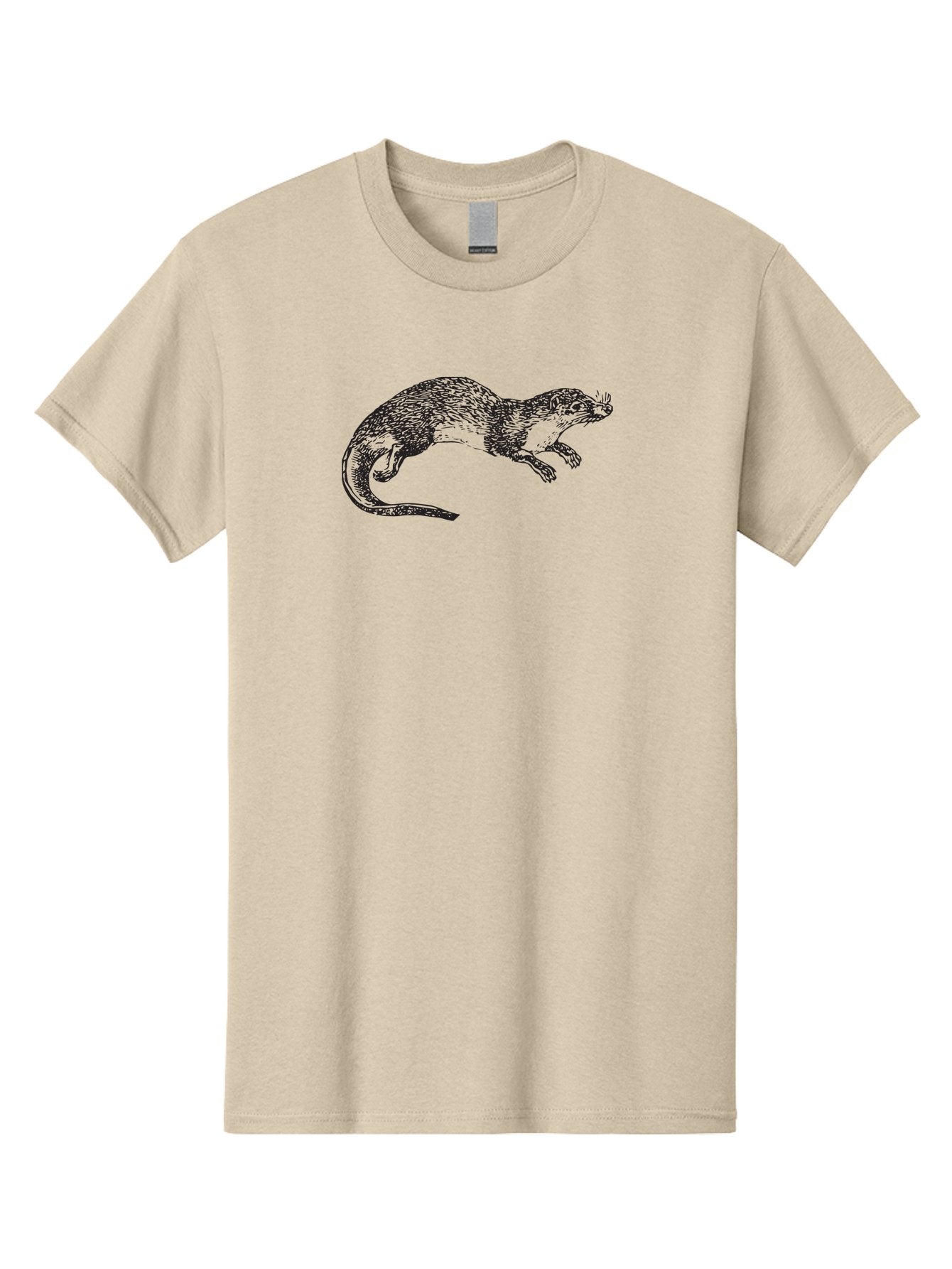 Weasel Men'S Graphic Tee, 100% Cotton, Comfortable Casual Summer Wear, Machine Washable, Mongoose Animal, Wildlife Illustration, Hatching Texture, Black And Green, Carnivorous Mammal, Whiskers, Dynamic Pose, Detailed Artwork, Fur Texture Aad966 13