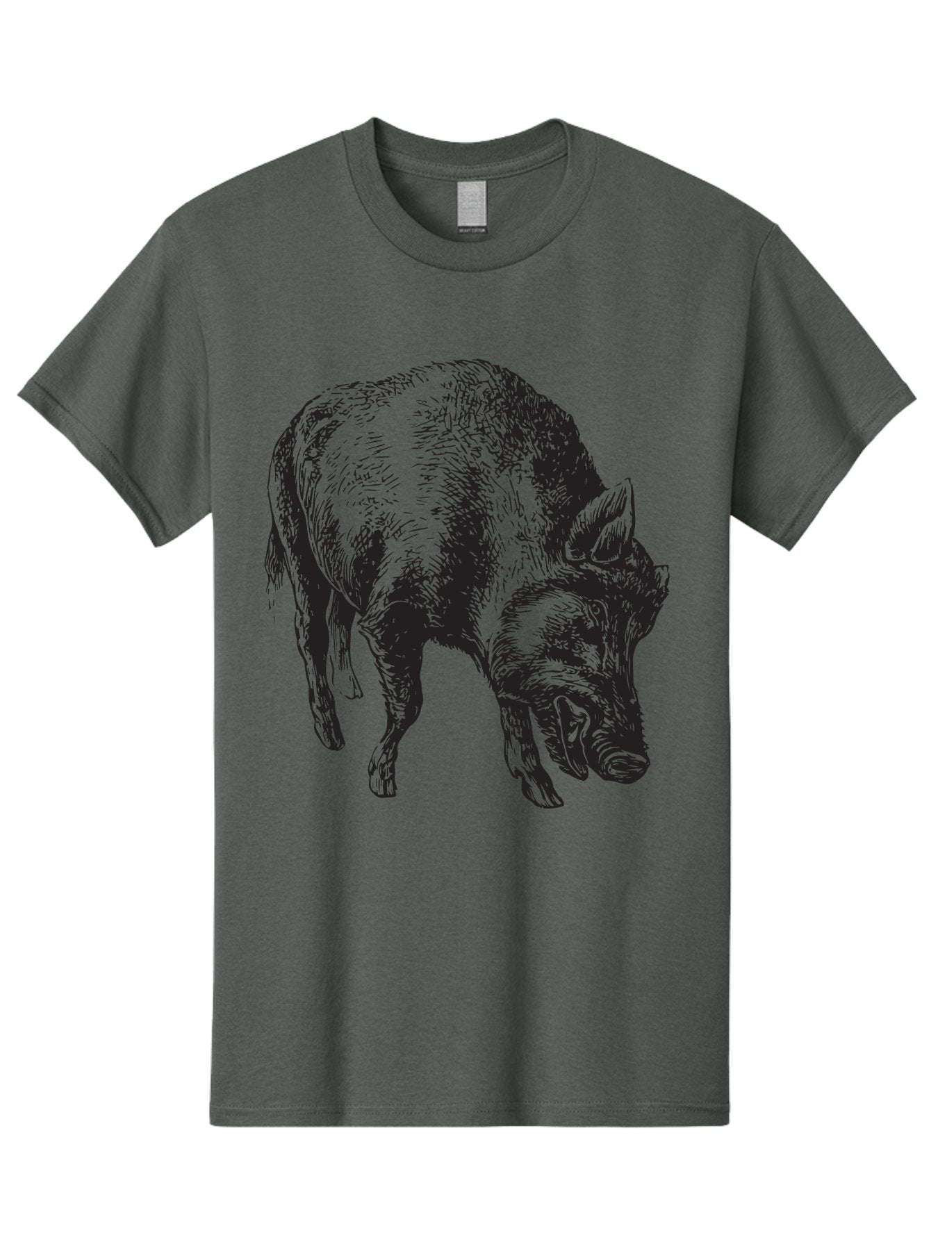Wild-Boar Men'S Graphic Tee, 100% Cotton, Comfortable Casual Summer Wear, Machine Washable, Wild Boar, Animal Portrait, Wildlife Illustration, Mammal Artwork, Forest Creature, Detailed Drawing, Rustic Style, Monochrome Illustration, Boar Head, Aad967 12