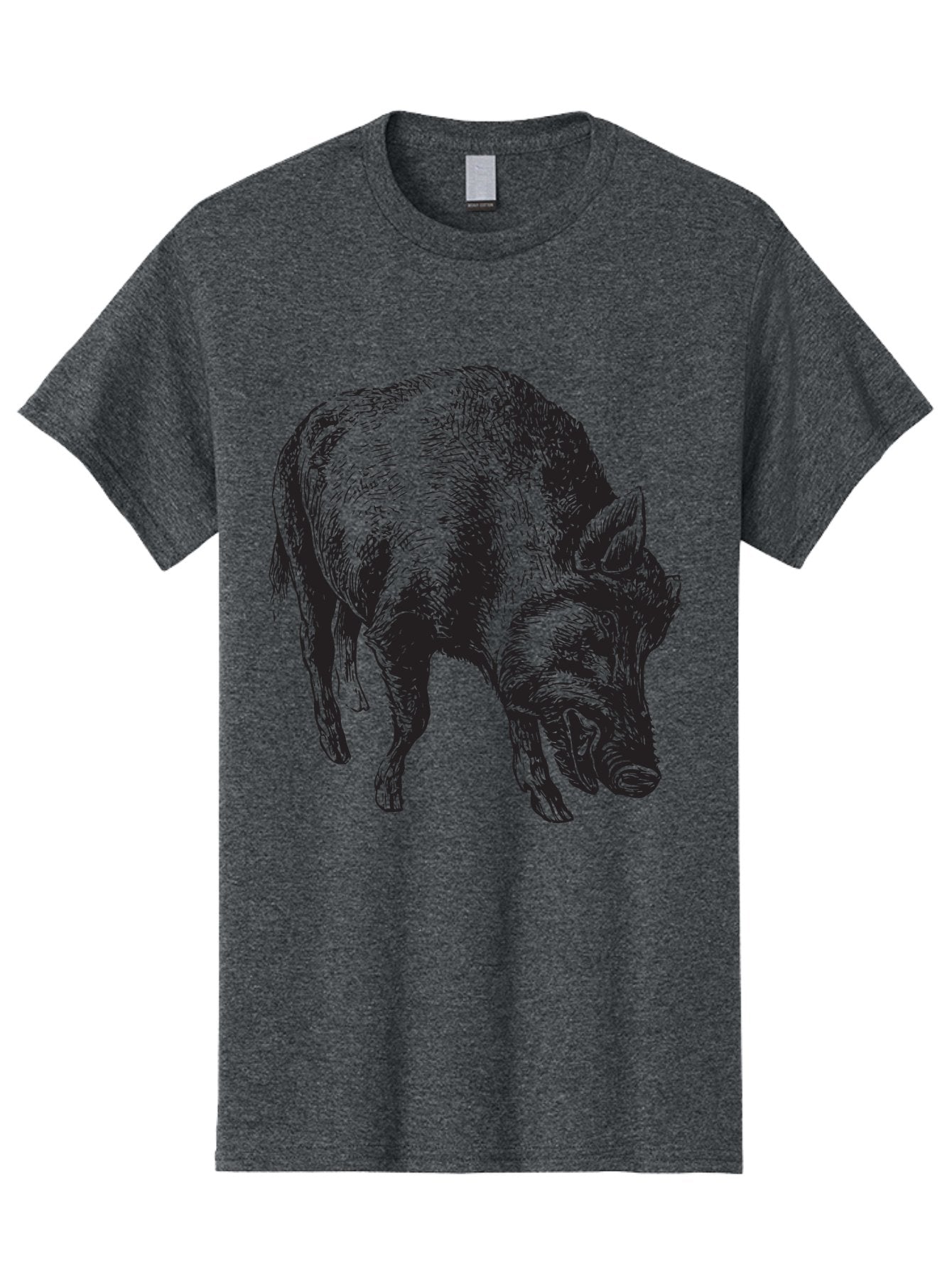 Wild-Boar Men'S Graphic Tee, 100% Cotton, Comfortable Casual Summer Wear, Machine Washable, Wild Boar, Animal Portrait, Wildlife Illustration, Mammal Artwork, Forest Creature, Detailed Drawing, Rustic Style, Monochrome Illustration, Boar Head, Aad967 13