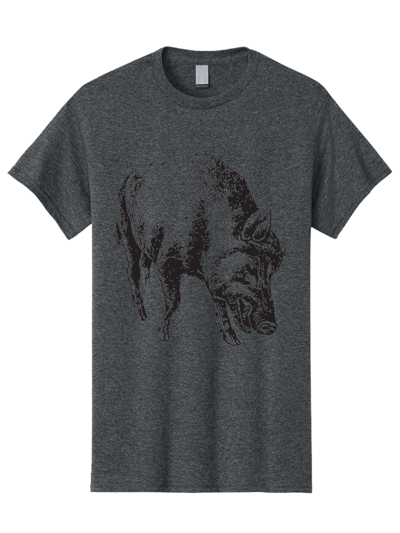 Wild-Boar Men'S Graphic Tee, 100% Cotton, Comfortable Casual Summer Wear, Machine Washable, Wild Boar, Animal Portrait, Wildlife Illustration, Mammal Artwork, Forest Creature, Detailed Drawing, Rustic Style, Monochrome Illustration, Boar Head, Aad967 29