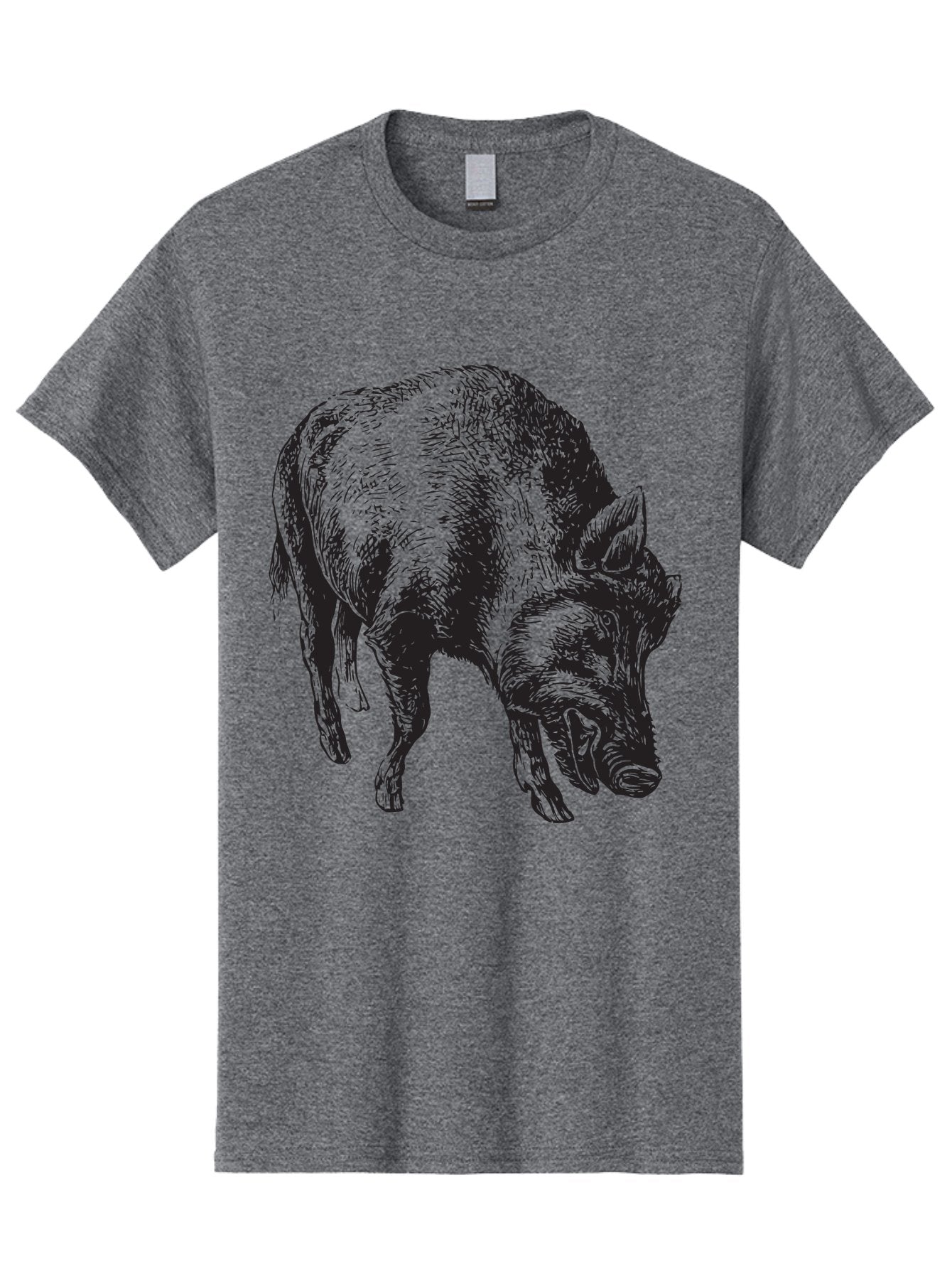 Wild-Boar Men'S Graphic Tee, 100% Cotton, Comfortable Casual Summer Wear, Machine Washable, Wild Boar, Animal Portrait, Wildlife Illustration, Mammal Artwork, Forest Creature, Detailed Drawing, Rustic Style, Monochrome Illustration, Boar Head, Aad967