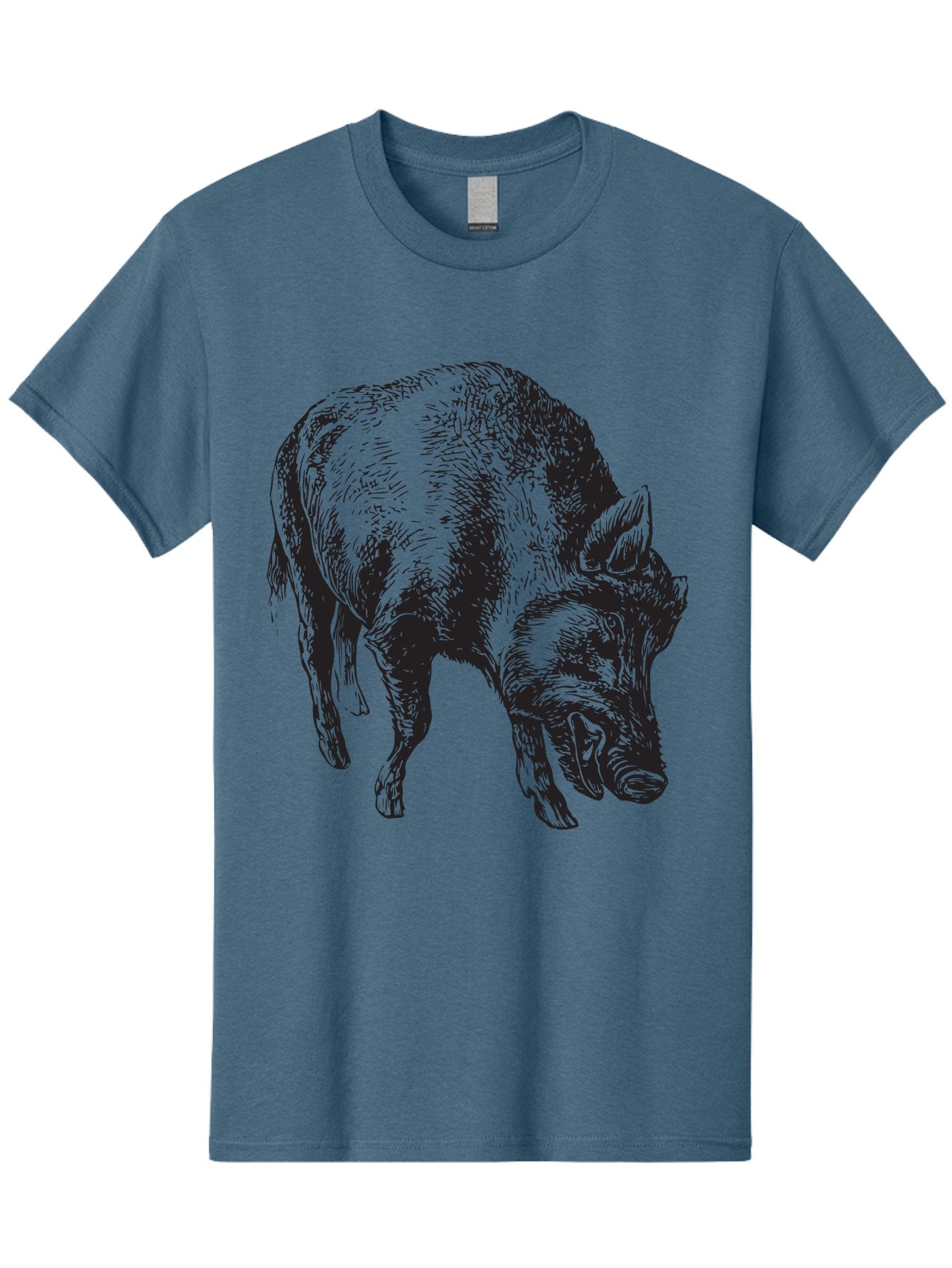 Wild-Boar Men'S Graphic Tee, 100% Cotton, Comfortable Casual Summer Wear, Machine Washable, Wild Boar, Animal Portrait, Wildlife Illustration, Mammal Artwork, Forest Creature, Detailed Drawing, Rustic Style, Monochrome Illustration, Boar Head, Aad967 15