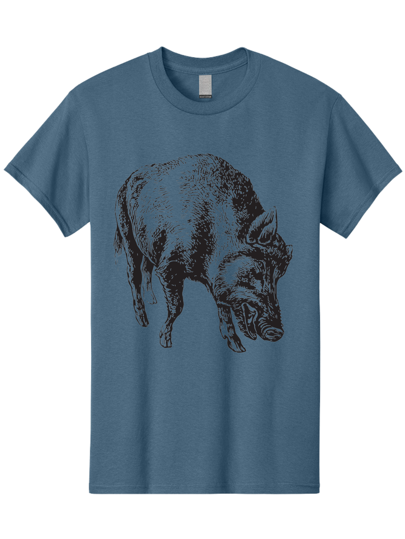 Wild-Boar Men'S Graphic Tee, 100% Cotton, Comfortable Casual Summer Wear, Machine Washable, Wild Boar, Animal Portrait, Wildlife Illustration, Mammal Artwork, Forest Creature, Detailed Drawing, Rustic Style, Monochrome Illustration, Boar Head, Aad967