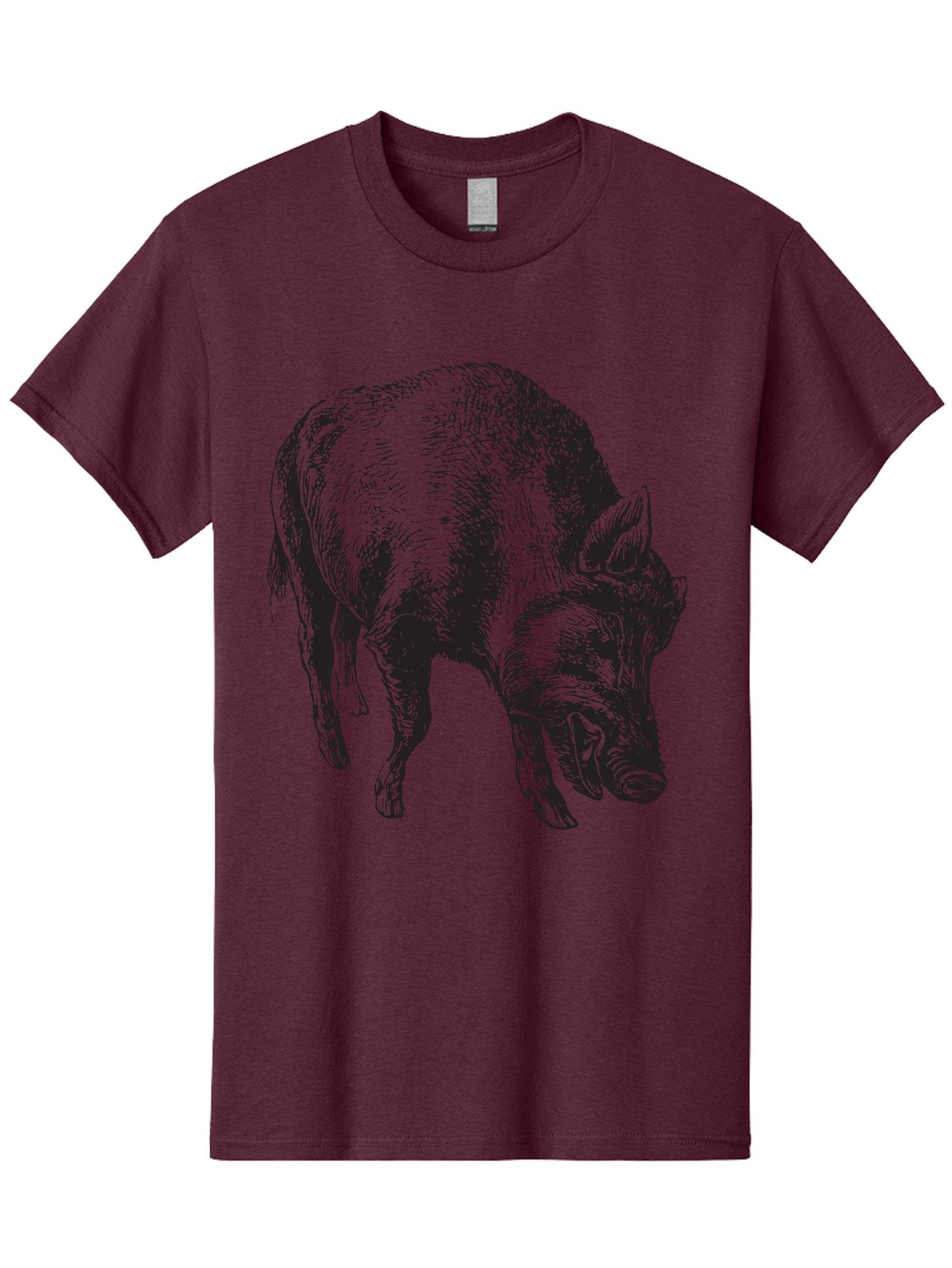 Wild-Boar Men'S Graphic Tee, 100% Cotton, Comfortable Casual Summer Wear, Machine Washable, Wild Boar, Animal Portrait, Wildlife Illustration, Mammal Artwork, Forest Creature, Detailed Drawing, Rustic Style, Monochrome Illustration, Boar Head, Aad967