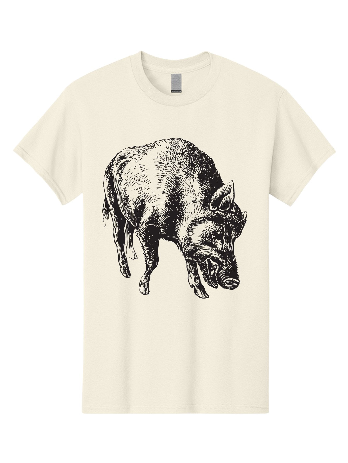 Wild-Boar Men'S Graphic Tee, 100% Cotton, Comfortable Casual Summer Wear, Machine Washable, Wild Boar, Animal Portrait, Wildlife Illustration, Mammal Artwork, Forest Creature, Detailed Drawing, Rustic Style, Monochrome Illustration, Boar Head, Aad967 14