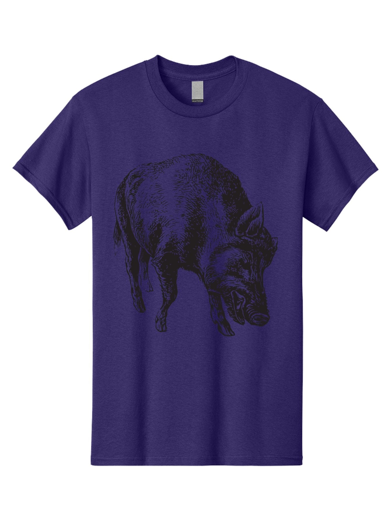 Wild-Boar Men'S Graphic Tee, 100% Cotton, Comfortable Casual Summer Wear, Machine Washable, Wild Boar, Animal Portrait, Wildlife Illustration, Mammal Artwork, Forest Creature, Detailed Drawing, Rustic Style, Monochrome Illustration, Boar Head, Aad967 11