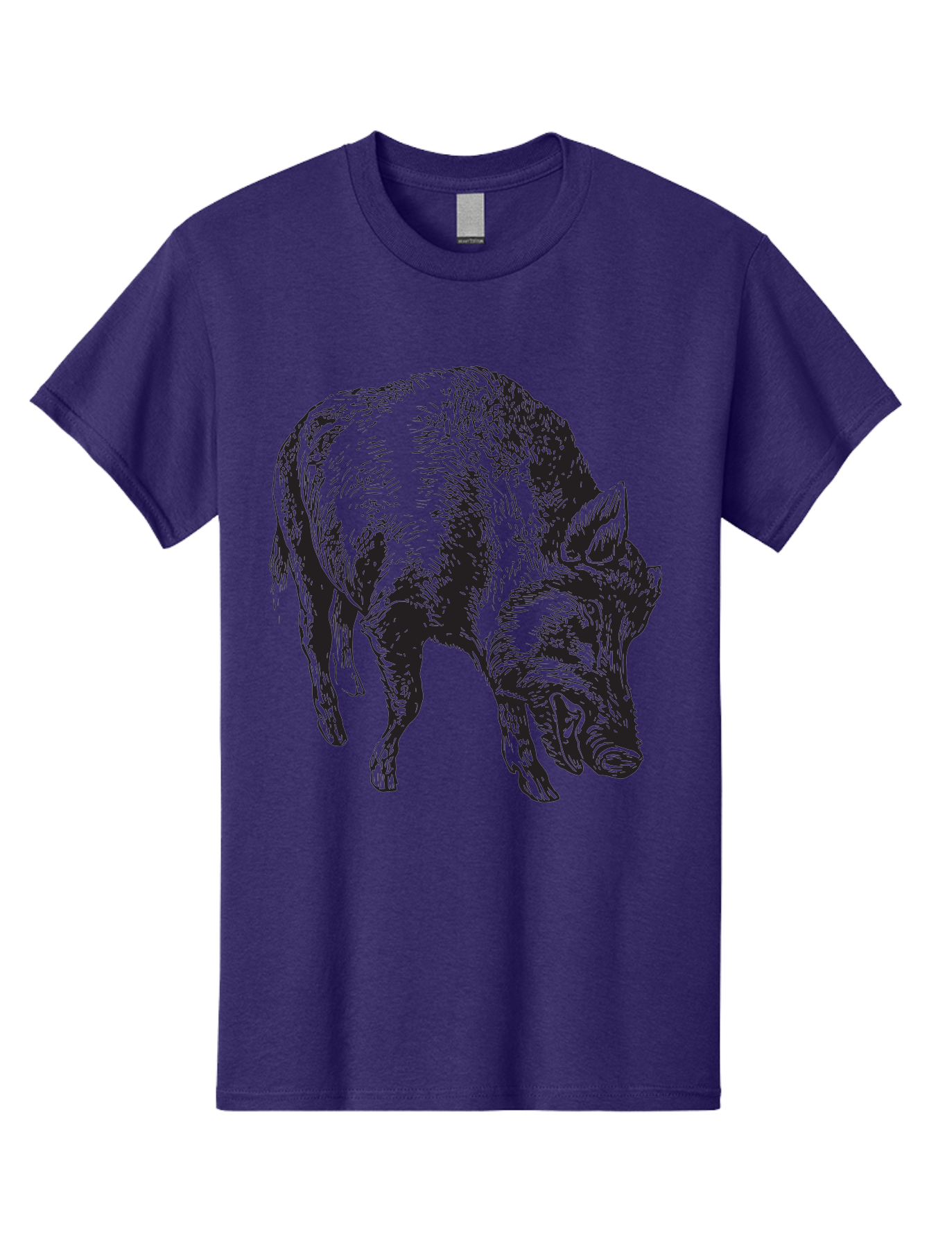 Wild-Boar Men'S Graphic Tee, 100% Cotton, Comfortable Casual Summer Wear, Machine Washable, Wild Boar, Animal Portrait, Wildlife Illustration, Mammal Artwork, Forest Creature, Detailed Drawing, Rustic Style, Monochrome Illustration, Boar Head, Aad967 7