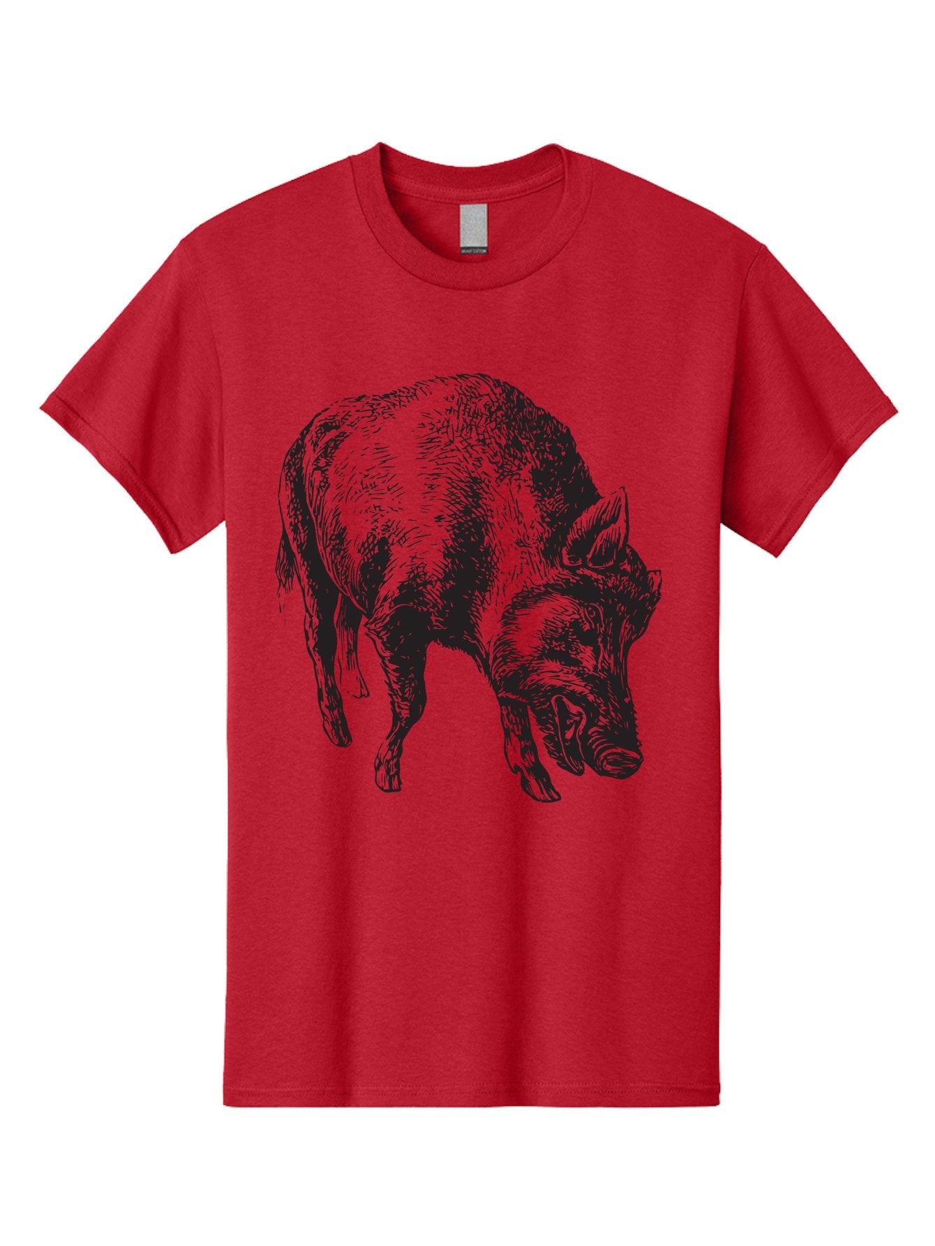 Wild-Boar Men'S Graphic Tee, 100% Cotton, Comfortable Casual Summer Wear, Machine Washable, Wild Boar, Animal Portrait, Wildlife Illustration, Mammal Artwork, Forest Creature, Detailed Drawing, Rustic Style, Monochrome Illustration, Boar Head, Aad967 8