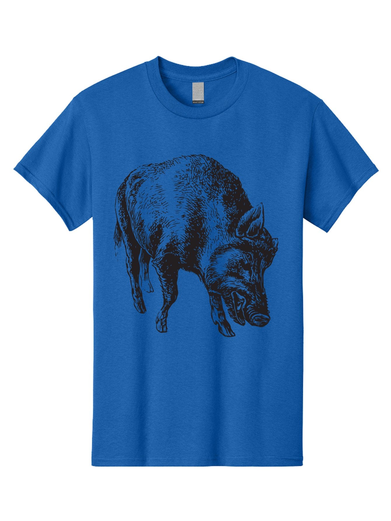 Wild-Boar Men'S Graphic Tee, 100% Cotton, Comfortable Casual Summer Wear, Machine Washable, Wild Boar, Animal Portrait, Wildlife Illustration, Mammal Artwork, Forest Creature, Detailed Drawing, Rustic Style, Monochrome Illustration, Boar Head, Aad967 3