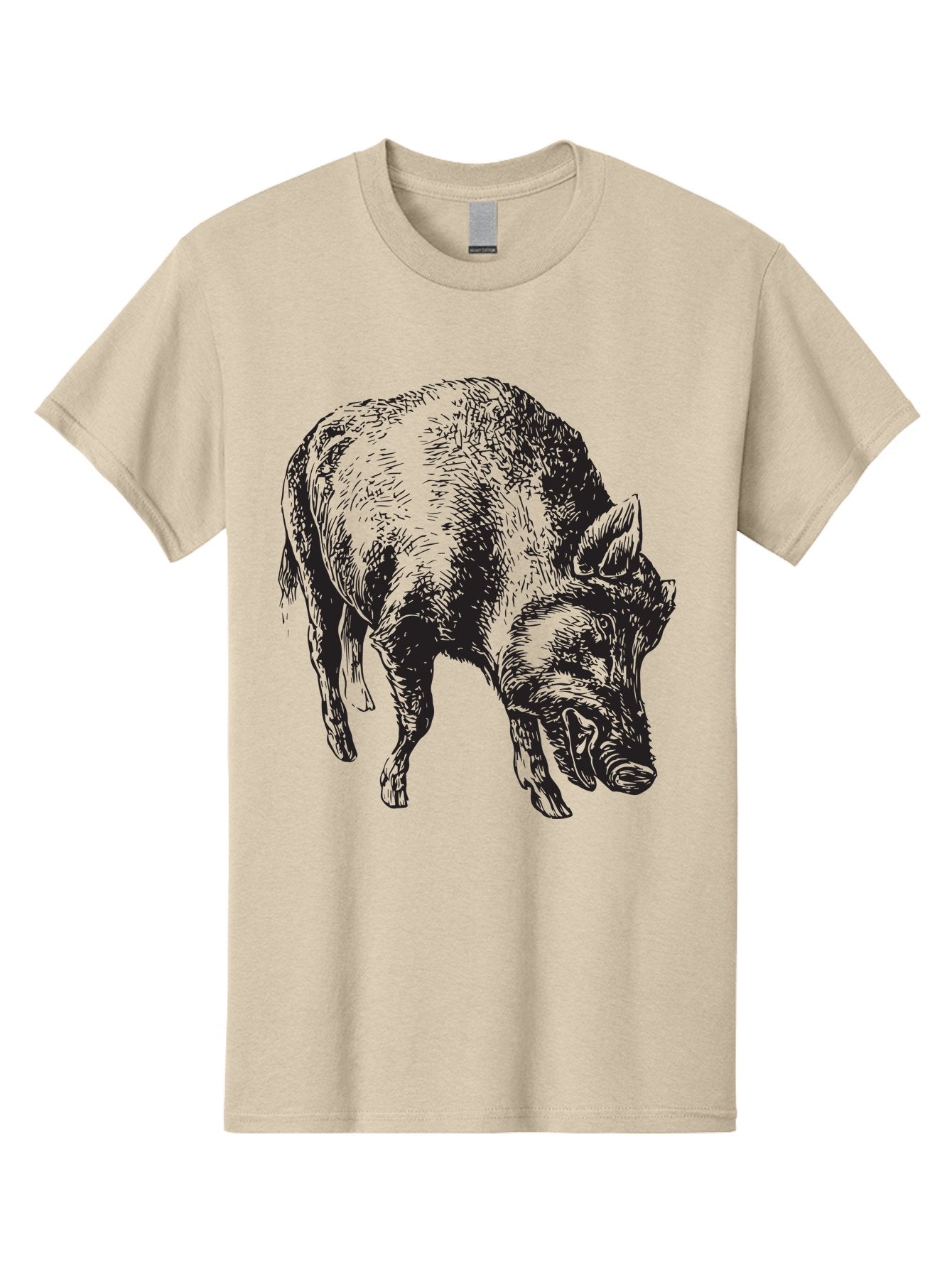 Wild-Boar Men'S Graphic Tee, 100% Cotton, Comfortable Casual Summer Wear, Machine Washable, Wild Boar, Animal Portrait, Wildlife Illustration, Mammal Artwork, Forest Creature, Detailed Drawing, Rustic Style, Monochrome Illustration, Boar Head, Aad967 9