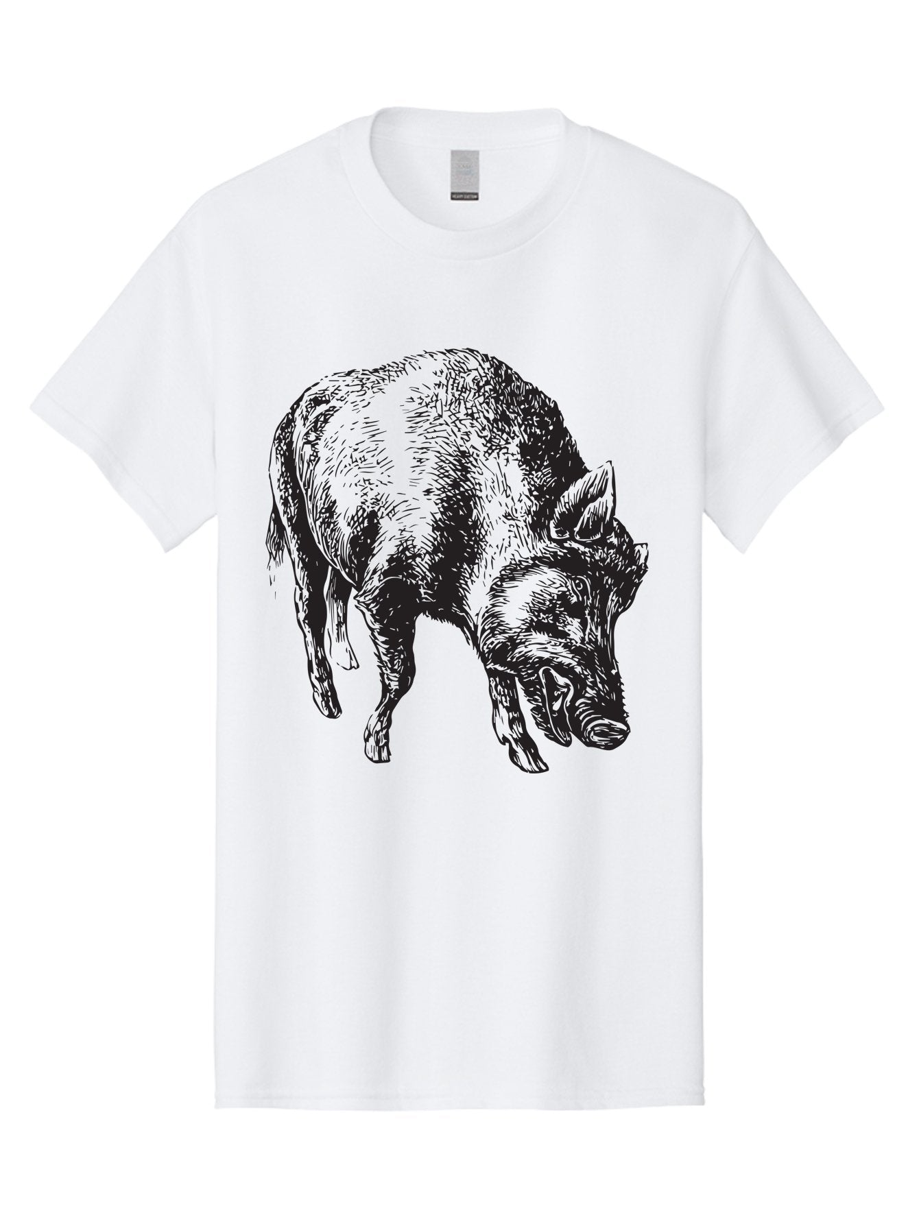 Wild-Boar Men'S Graphic Tee, 100% Cotton, Comfortable Casual Summer Wear, Machine Washable, Wild Boar, Animal Portrait, Wildlife Illustration, Mammal Artwork, Forest Creature, Detailed Drawing, Rustic Style, Monochrome Illustration, Boar Head, Aad967 6