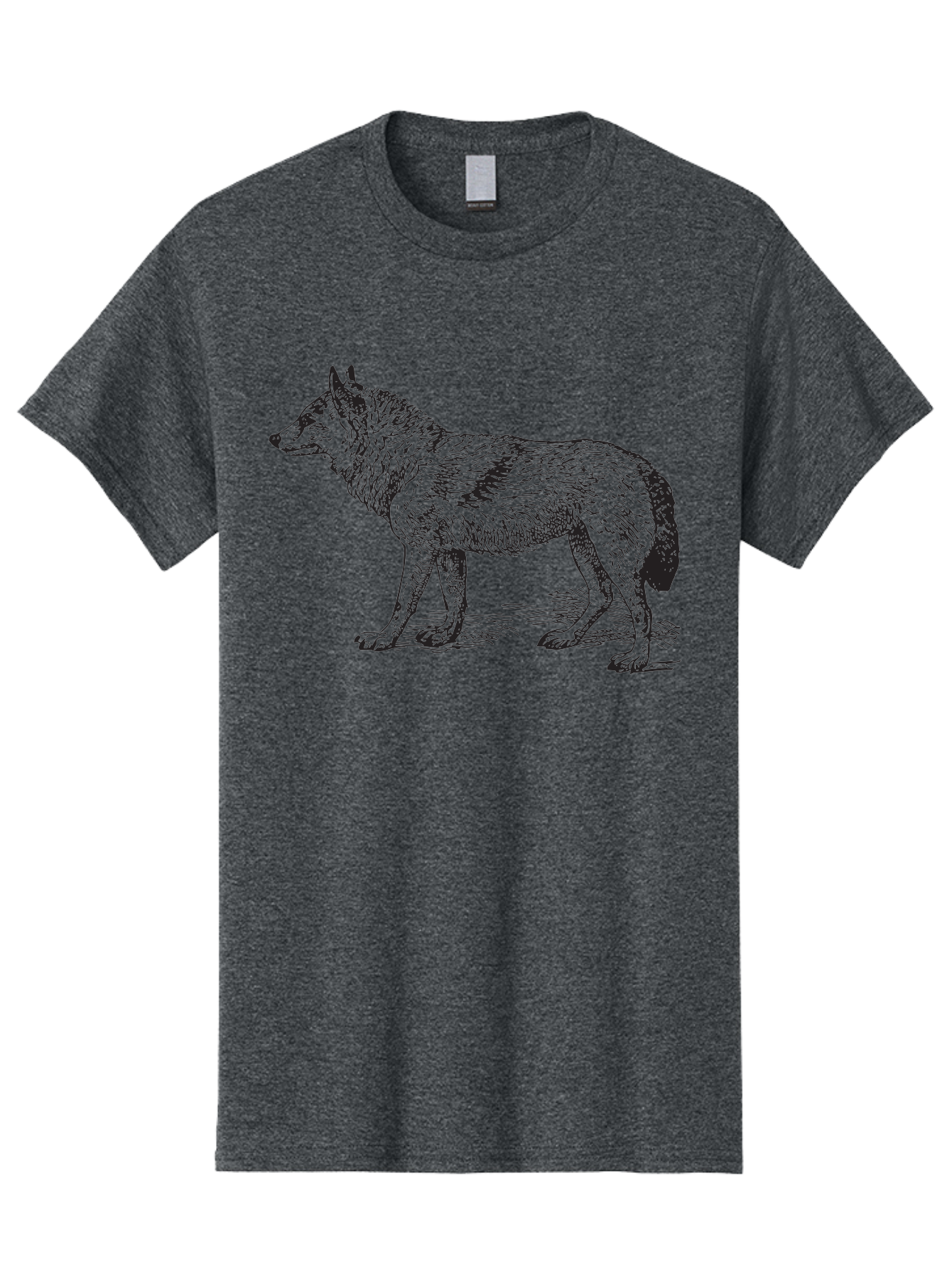 Wolf Men'S Graphic Tee, 100% Cotton, Comfortable Casual Summer Wear, Machine Washable, Wild Animal, Wolf Silhouette, Hand-Drawn Illustration, Wildlife Art, Animal Graphics, Simple Design, Line Art, Wildlife Symbol Aad968 5