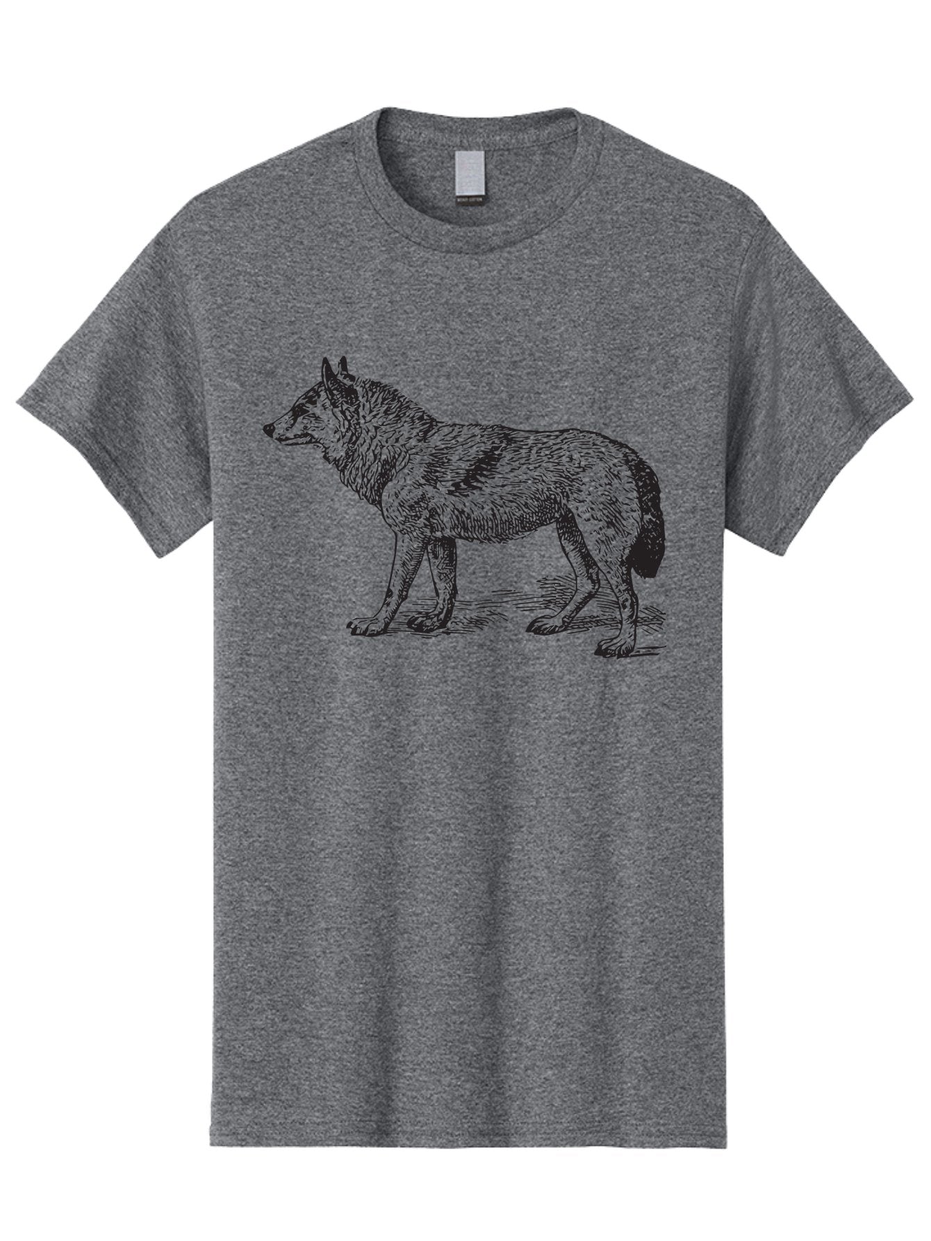 Wolf Men'S Graphic Tee, 100% Cotton, Comfortable Casual Summer Wear, Machine Washable, Wild Animal, Wolf Silhouette, Hand-Drawn Illustration, Wildlife Art, Animal Graphics, Simple Design, Line Art, Wildlife Symbol Aad968 13