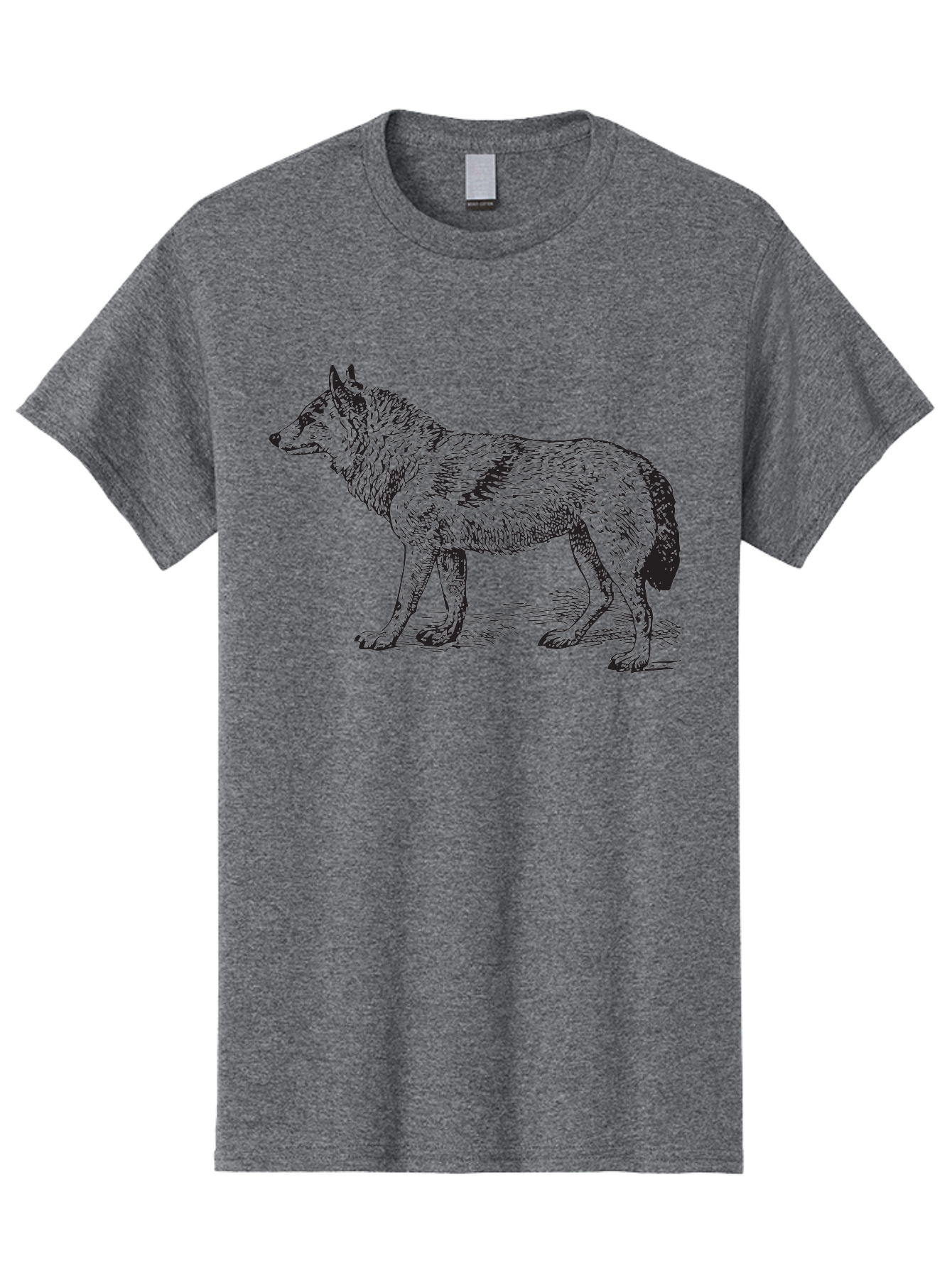 Wolf Men'S Graphic Tee, 100% Cotton, Comfortable Casual Summer Wear, Machine Washable, Wild Animal, Wolf Silhouette, Hand-Drawn Illustration, Wildlife Art, Animal Graphics, Simple Design, Line Art, Wildlife Symbol Aad968 29