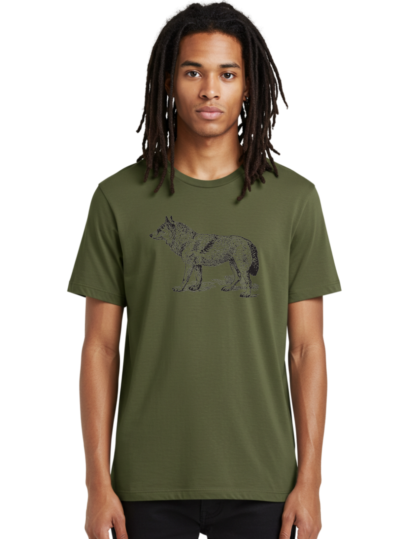 Wolf Men'S Graphic Tee, 100% Cotton, Comfortable Casual Summer Wear, Machine Washable, Wild Animal, Wolf Silhouette, Hand-Drawn Illustration, Wildlife Art, Animal Graphics, Simple Design, Line Art, Wildlife Symbol Aad968 14