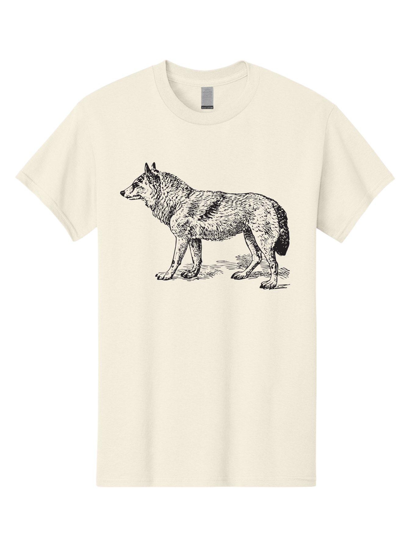 Wolf Men'S Graphic Tee, 100% Cotton, Comfortable Casual Summer Wear, Machine Washable, Wild Animal, Wolf Silhouette, Hand-Drawn Illustration, Wildlife Art, Animal Graphics, Simple Design, Line Art, Wildlife Symbol Aad968 3