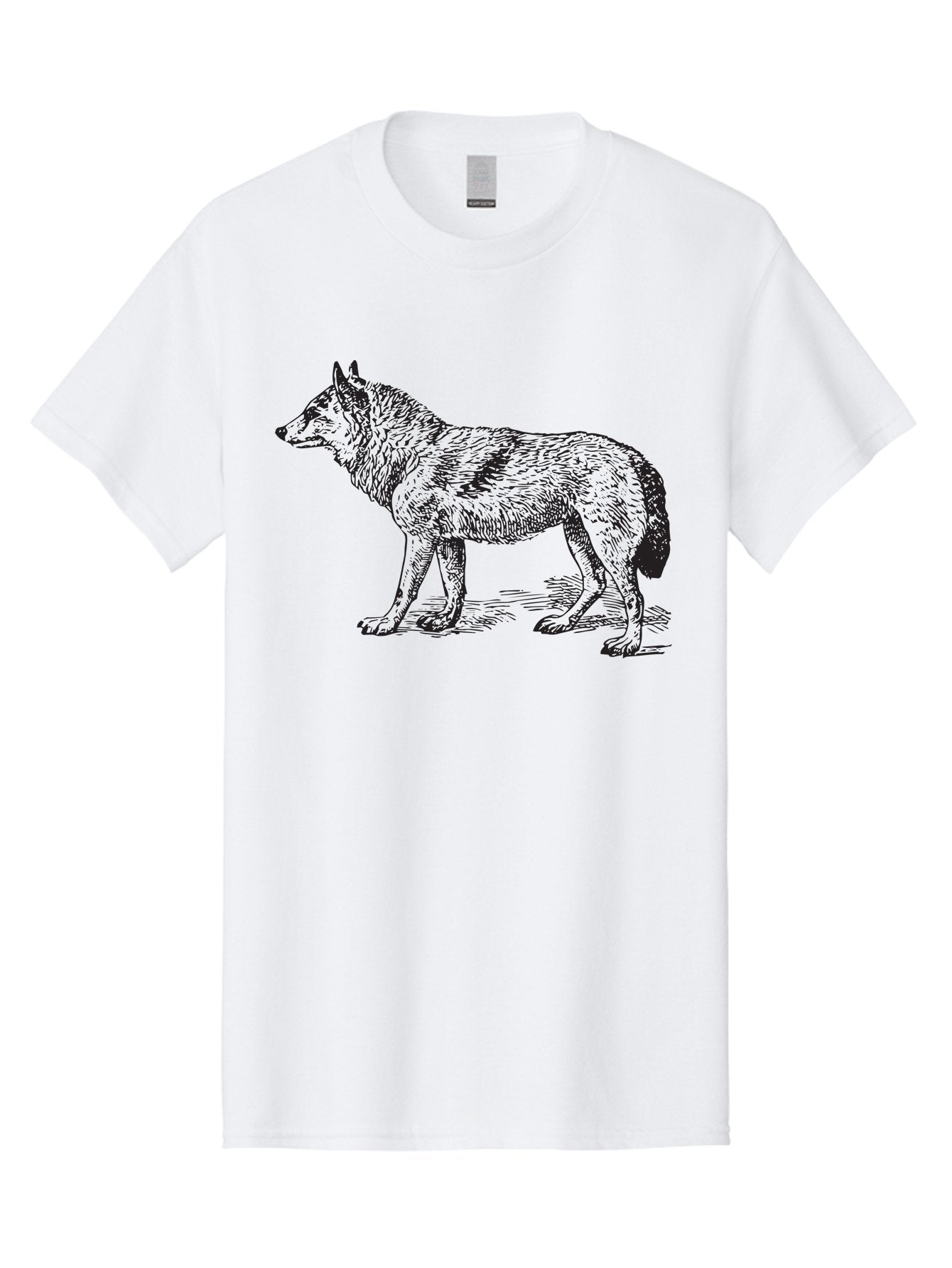 Wolf Men'S Graphic Tee, 100% Cotton, Comfortable Casual Summer Wear, Machine Washable, Wild Animal, Wolf Silhouette, Hand-Drawn Illustration, Wildlife Art, Animal Graphics, Simple Design, Line Art, Wildlife Symbol Aad968 9