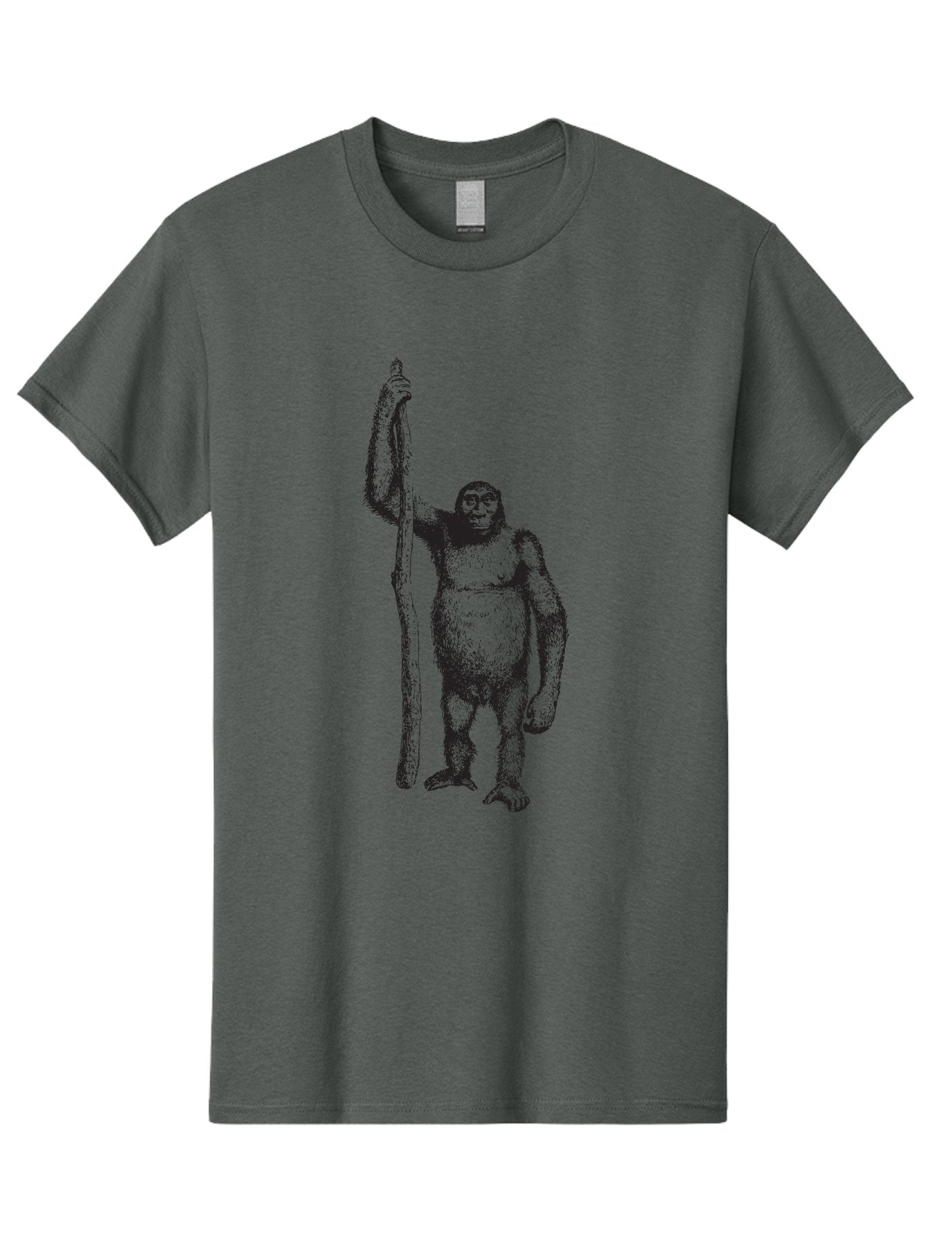 Yeti-With-Staff Men'S Graphic Tee, 100% Cotton, Comfortable Casual Summer Wear, Machine Washable, Gorilla With Stick, Wild Primate, Powerful Animal, Strong Creature, Monkey With Club, Wildlife Illustration, Primate Art, Animal Graphics Aad969 15