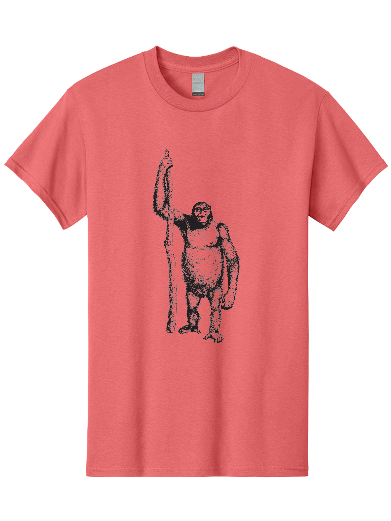 Yeti-With-Staff Men'S Graphic Tee, 100% Cotton, Comfortable Casual Summer Wear, Machine Washable, Gorilla With Stick, Wild Primate, Powerful Animal, Strong Creature, Monkey With Club, Wildlife Illustration, Primate Art, Animal Graphics Aad969 21