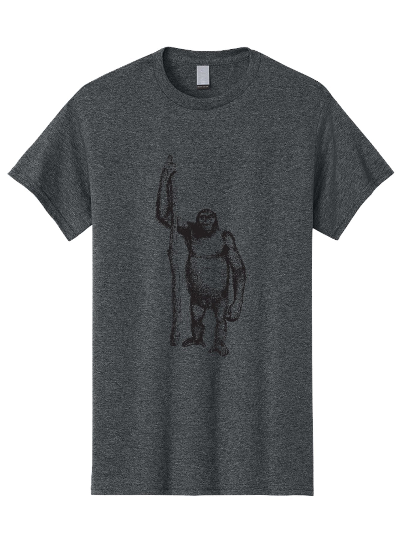 Yeti-With-Staff Men'S Graphic Tee, 100% Cotton, Comfortable Casual Summer Wear, Machine Washable, Gorilla With Stick, Wild Primate, Powerful Animal, Strong Creature, Monkey With Club, Wildlife Illustration, Primate Art, Animal Graphics Aad969 8