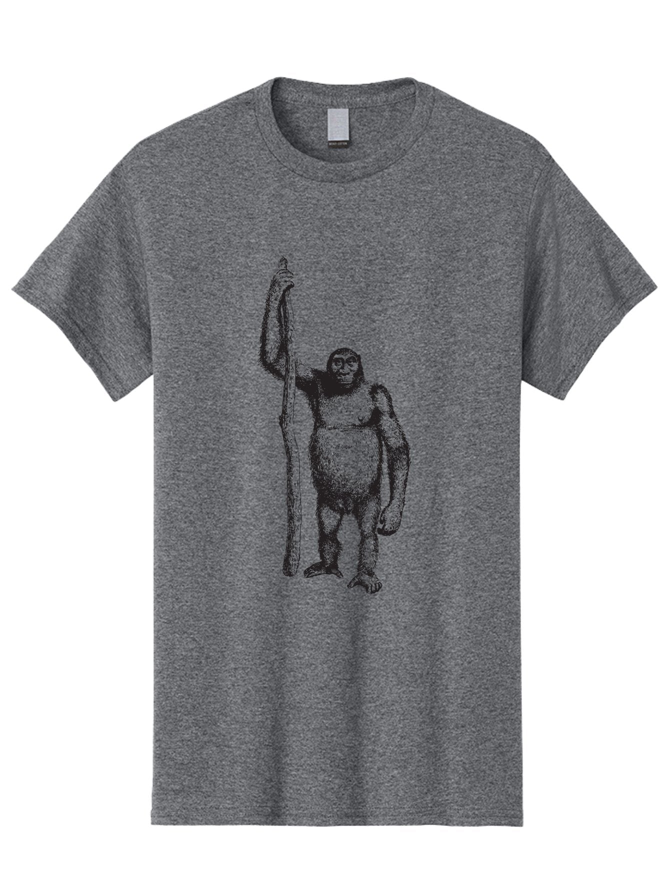 Yeti-With-Staff Men'S Graphic Tee, 100% Cotton, Comfortable Casual Summer Wear, Machine Washable, Gorilla With Stick, Wild Primate, Powerful Animal, Strong Creature, Monkey With Club, Wildlife Illustration, Primate Art, Animal Graphics Aad969 11