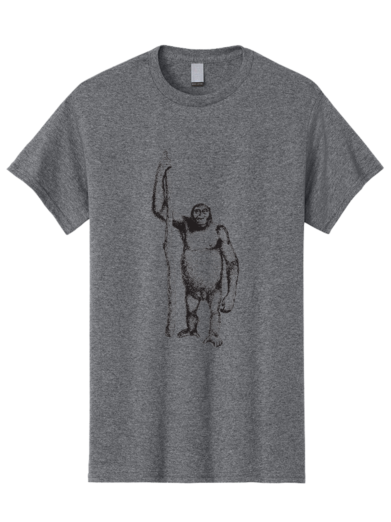 Yeti-With-Staff Men'S Graphic Tee, 100% Cotton, Comfortable Casual Summer Wear, Machine Washable, Gorilla With Stick, Wild Primate, Powerful Animal, Strong Creature, Monkey With Club, Wildlife Illustration, Primate Art, Animal Graphics Aad969 7