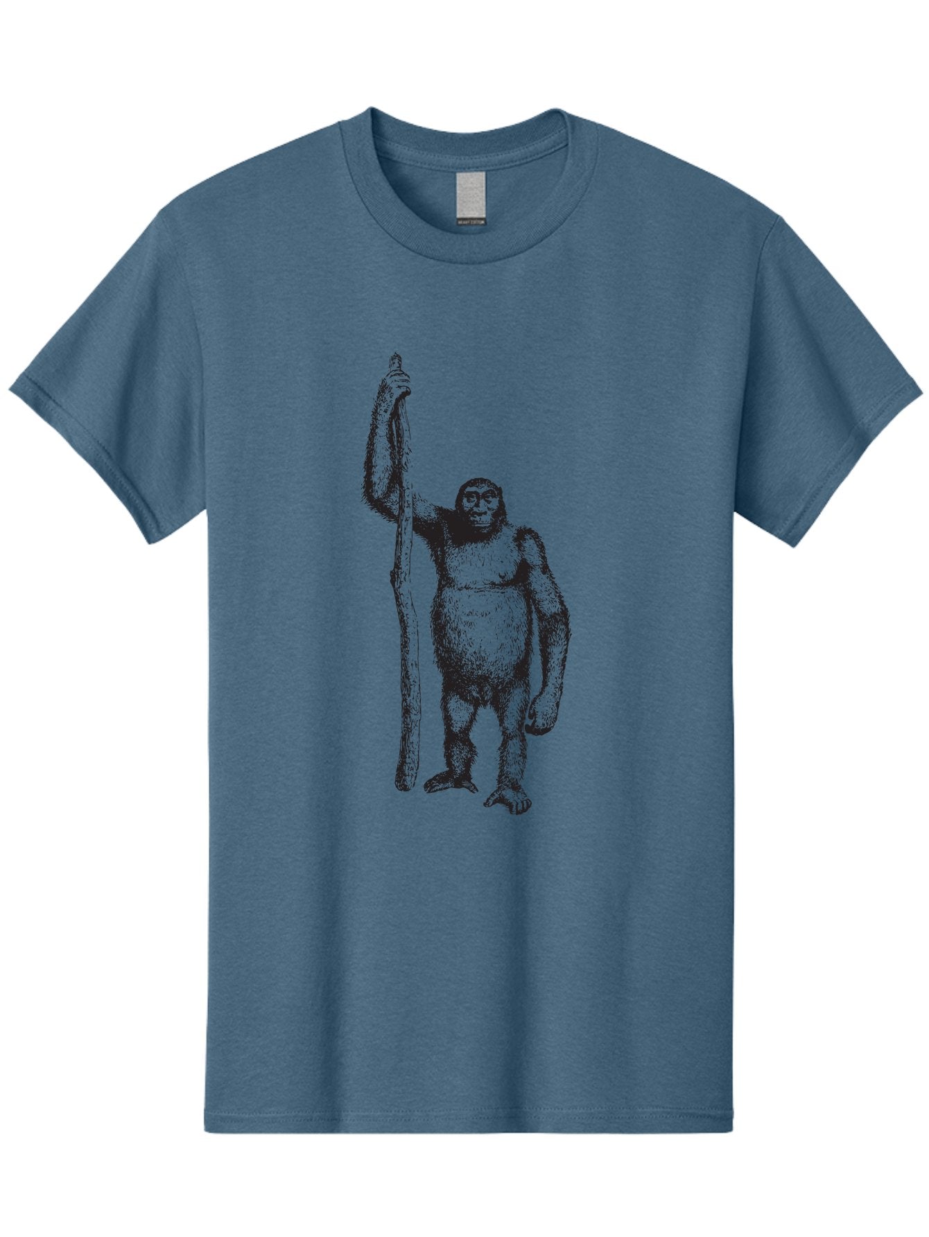 Yeti-With-Staff Men'S Graphic Tee, 100% Cotton, Comfortable Casual Summer Wear, Machine Washable, Gorilla With Stick, Wild Primate, Powerful Animal, Strong Creature, Monkey With Club, Wildlife Illustration, Primate Art, Animal Graphics Aad969 10