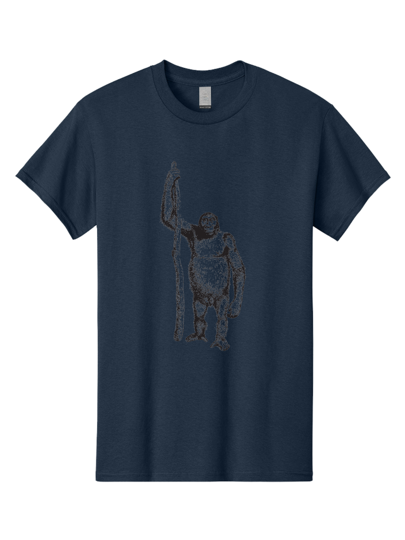 Yeti-With-Staff Men'S Graphic Tee, 100% Cotton, Comfortable Casual Summer Wear, Machine Washable, Gorilla With Stick, Wild Primate, Powerful Animal, Strong Creature, Monkey With Club, Wildlife Illustration, Primate Art, Animal Graphics Aad969 23
