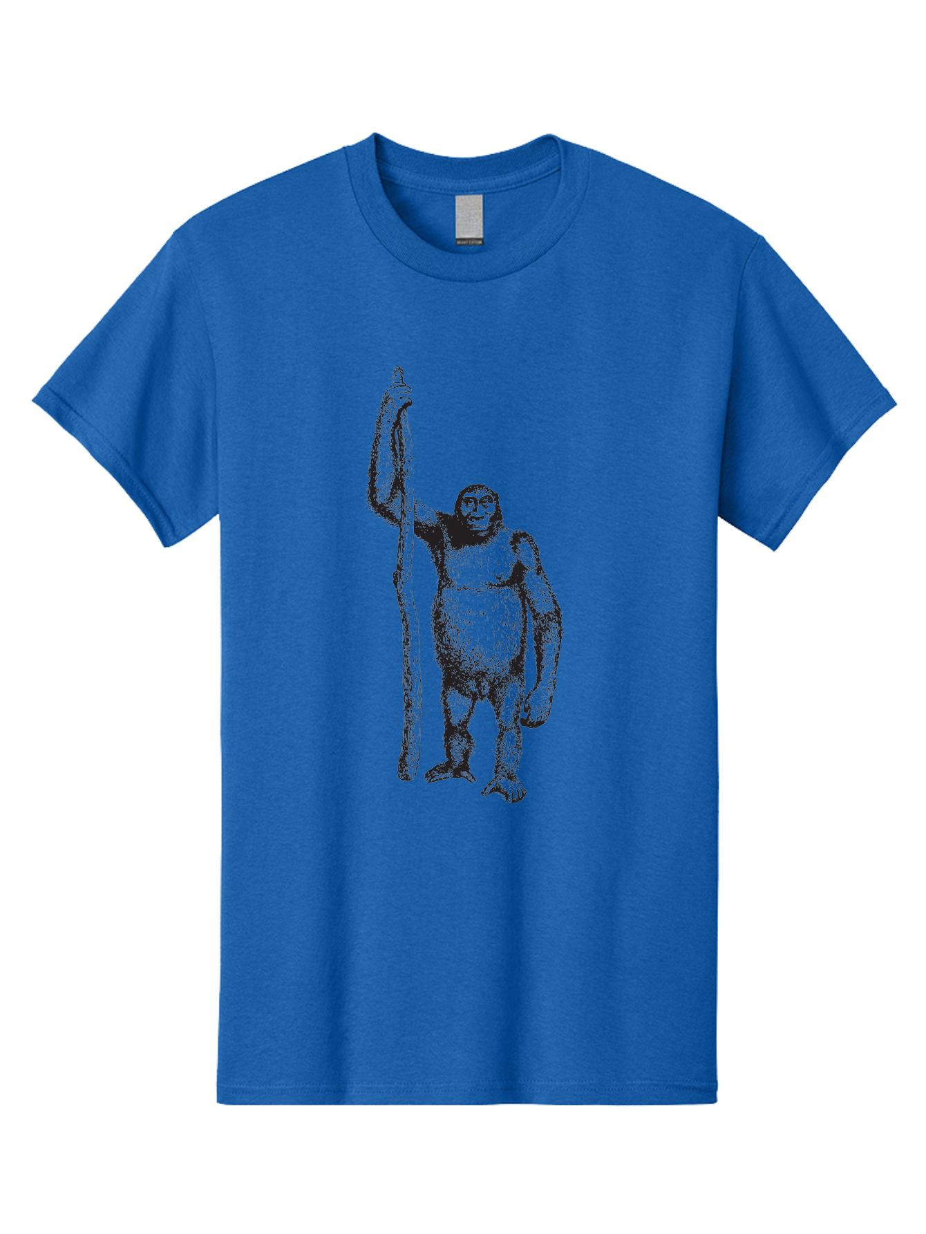 Yeti-With-Staff Men'S Graphic Tee, 100% Cotton, Comfortable Casual Summer Wear, Machine Washable, Gorilla With Stick, Wild Primate, Powerful Animal, Strong Creature, Monkey With Club, Wildlife Illustration, Primate Art, Animal Graphics Aad969 13