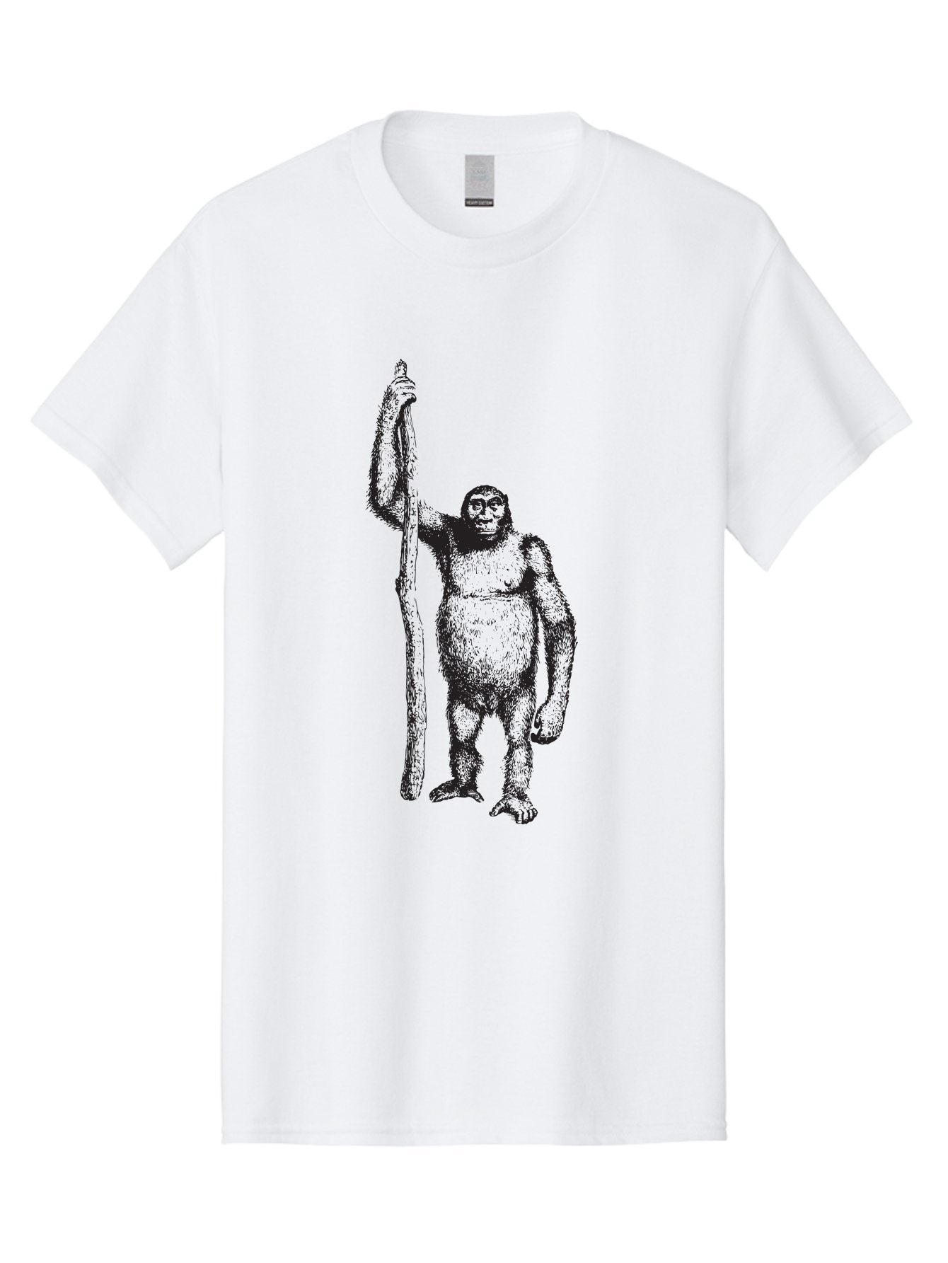 Yeti-With-Staff Men'S Graphic Tee, 100% Cotton, Comfortable Casual Summer Wear, Machine Washable, Gorilla With Stick, Wild Primate, Powerful Animal, Strong Creature, Monkey With Club, Wildlife Illustration, Primate Art, Animal Graphics Aad969 5