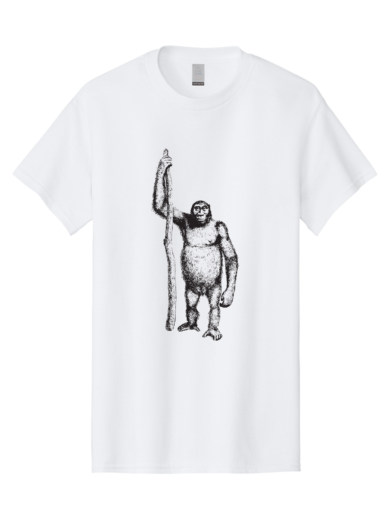 Yeti-With-Staff Men'S Graphic Tee, 100% Cotton, Comfortable Casual Summer Wear, Machine Washable, Gorilla With Stick, Wild Primate, Powerful Animal, Strong Creature, Monkey With Club, Wildlife Illustration, Primate Art, Animal Graphics Aad969 15