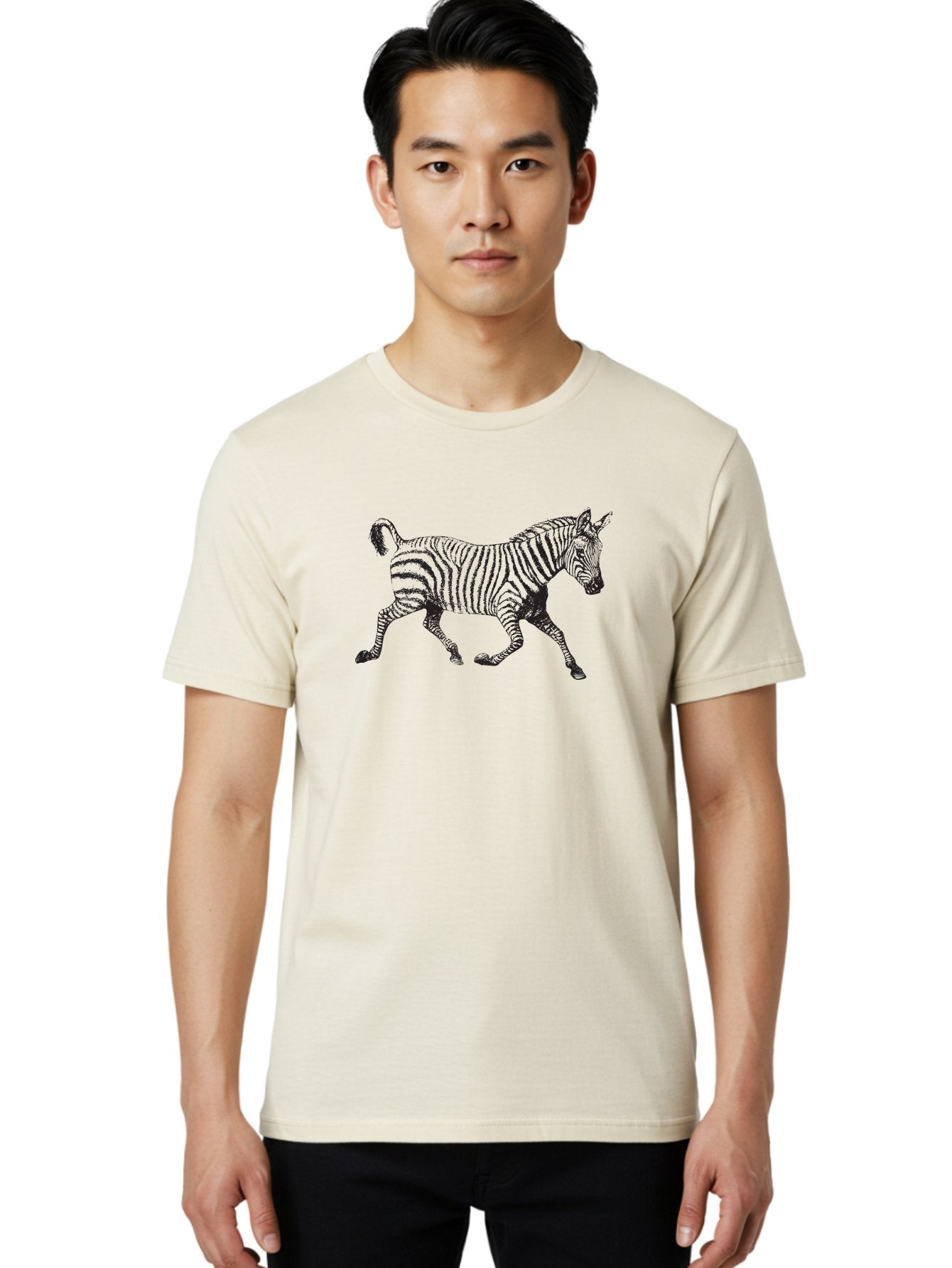 Zebra-Illustration Men'S Graphic Tee, 100% Cotton, Comfortable Casual Summer Wear, Machine Washable, Black And White Zebra, Wildlife Animal, Safari Theme, Black Stripes, Equine Mammal, Wild Horse, African Wildlife, Animal Illustration, Aad970 28