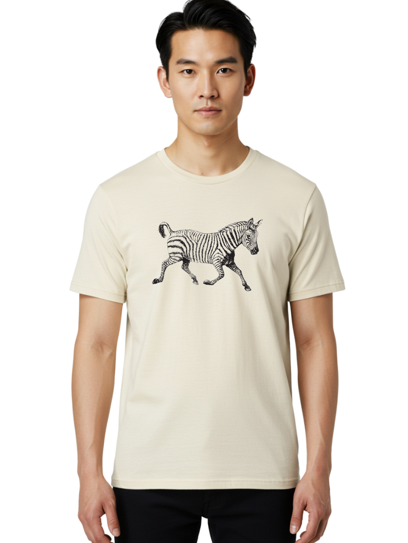 Zebra-Illustration Men'S Graphic Tee, 100% Cotton, Comfortable Casual Summer Wear, Machine Washable, Black And White Zebra, Wildlife Animal, Safari Theme, Black Stripes, Equine Mammal, Wild Horse, African Wildlife, Animal Illustration, Aad970 6