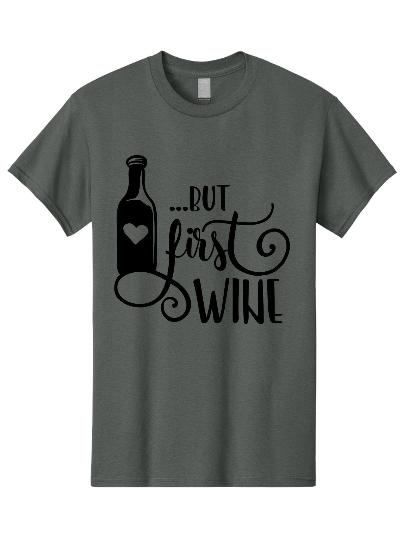 But-First-Wine Men'S Graphic Tee, 100% Cotton, Comfortable Casual Summer Wear, Machine Washable, Wine Bottle With Heart, Wine Lovers, Wine Quotes, Funny Quotes About Wine, Wine Sayings, Wine Time, Wine O'Clock, Relaxed Vibes Aad971 3