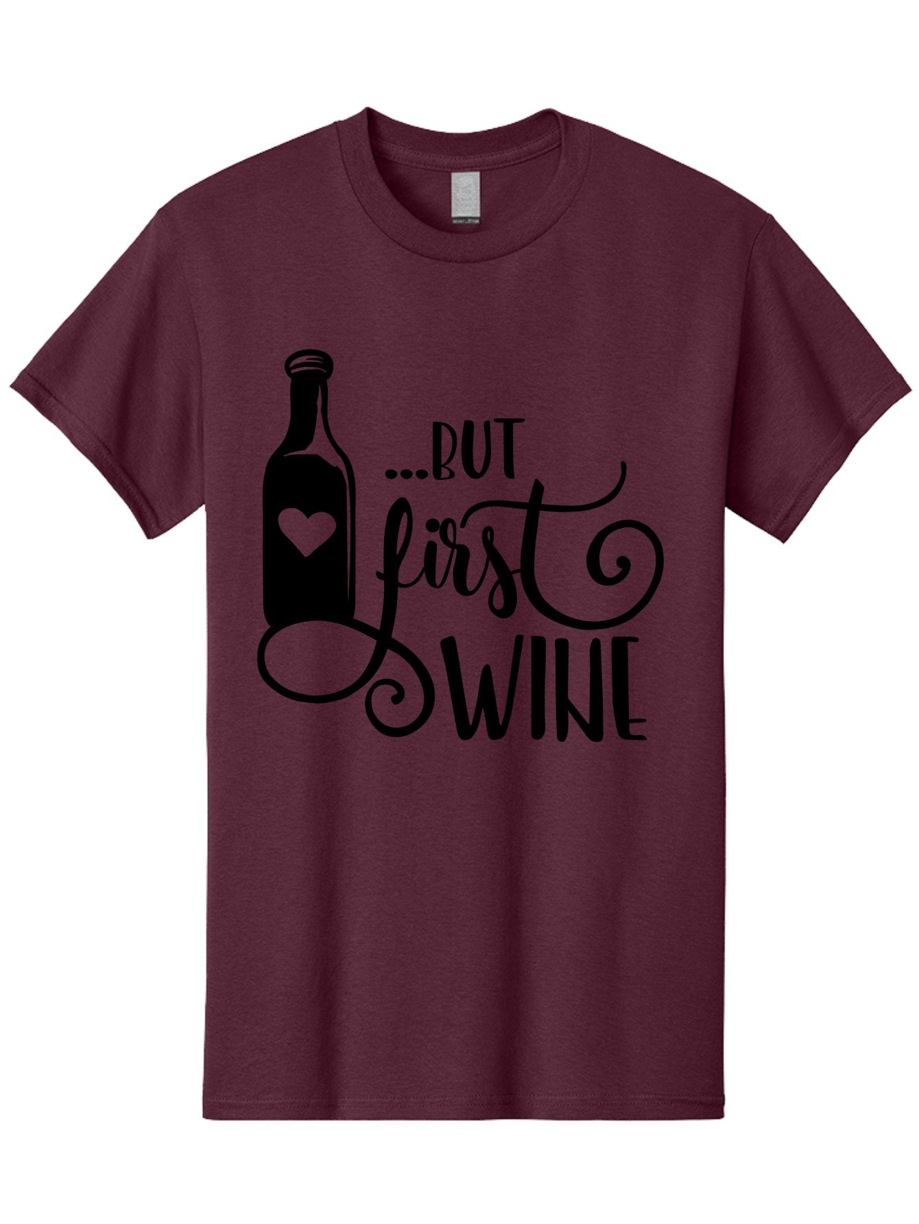 But-First-Wine Men'S Graphic Tee, 100% Cotton, Comfortable Casual Summer Wear, Machine Washable, Wine Bottle With Heart, Wine Lovers, Wine Quotes, Funny Quotes About Wine, Wine Sayings, Wine Time, Wine O'Clock, Relaxed Vibes Aad971 6