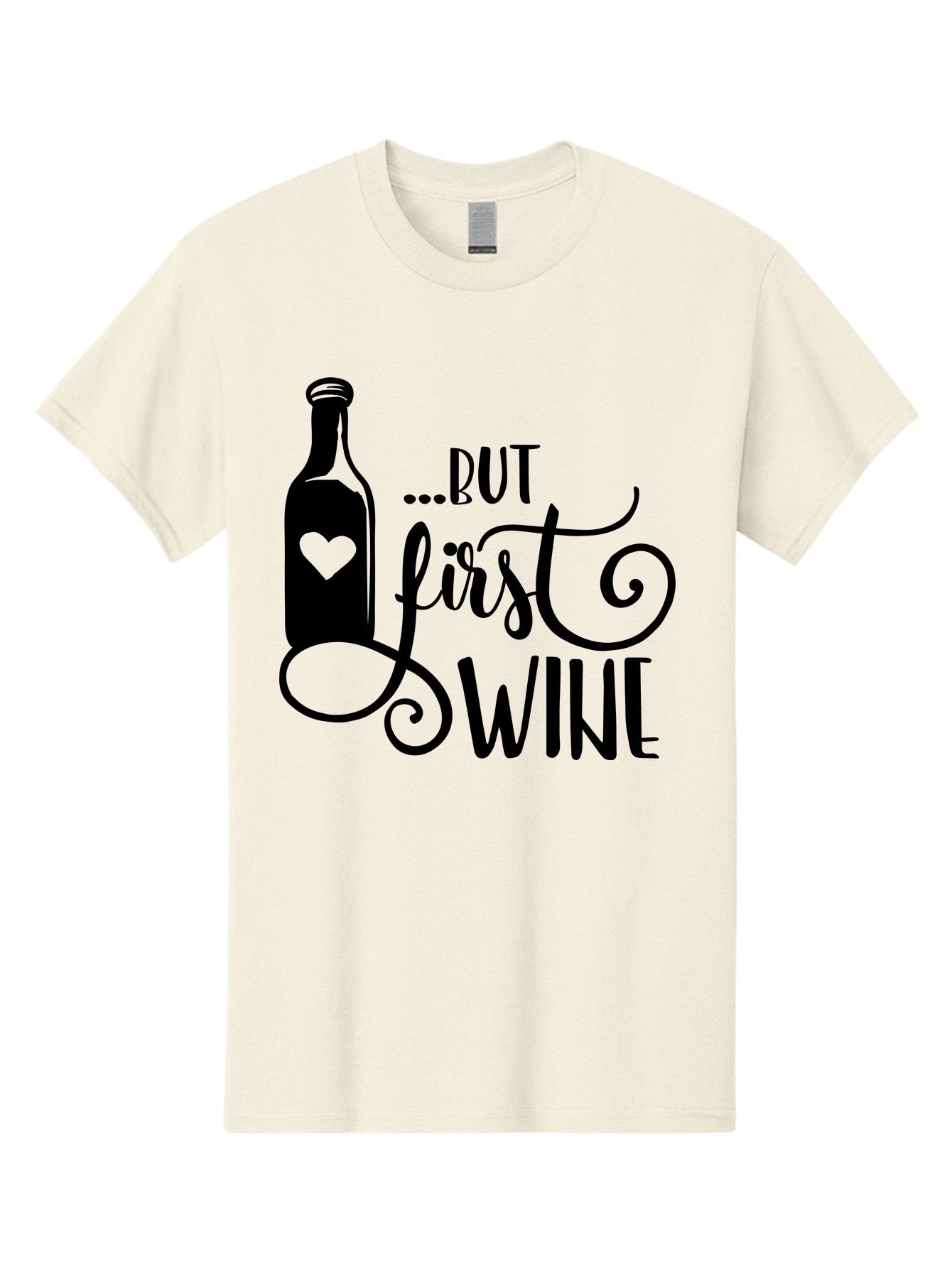 But-First-Wine Men'S Graphic Tee, 100% Cotton, Comfortable Casual Summer Wear, Machine Washable, Wine Bottle With Heart, Wine Lovers, Wine Quotes, Funny Quotes About Wine, Wine Sayings, Wine Time, Wine O'Clock, Relaxed Vibes Aad971