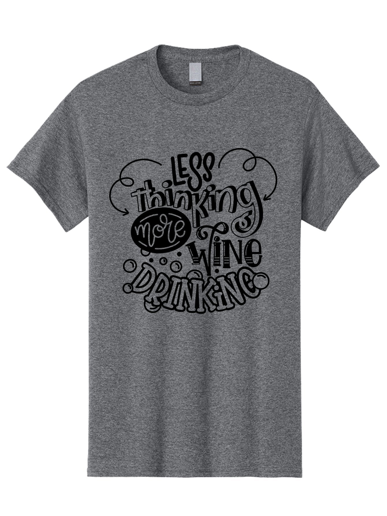 Less-Thinking-More-Wine-Drinking Men'S Graphic Tee, 100% Cotton, Comfortable Casual Summer Wear, Machine Washable, Wine Lover, Drink Wine, Relax, Less Thinking, Wine Quotes, Funny Phrases, Humor, Wine Culture, Wine Drinking Aad976