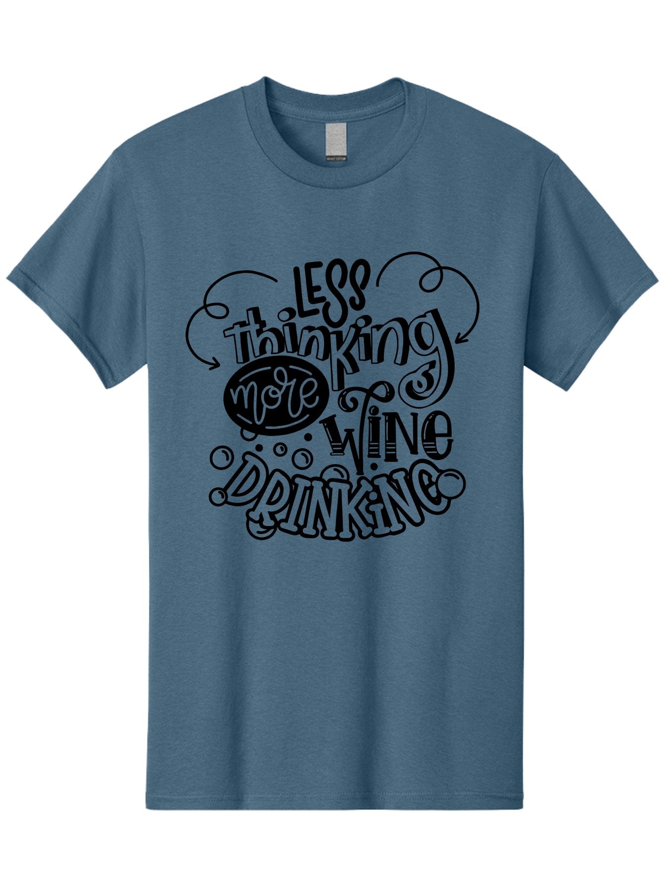 Less-Thinking-More-Wine-Drinking Men'S Graphic Tee, 100% Cotton, Comfortable Casual Summer Wear, Machine Washable, Wine Lover, Drink Wine, Relax, Less Thinking, Wine Quotes, Funny Phrases, Humor, Wine Culture, Wine Drinking Aad976 13