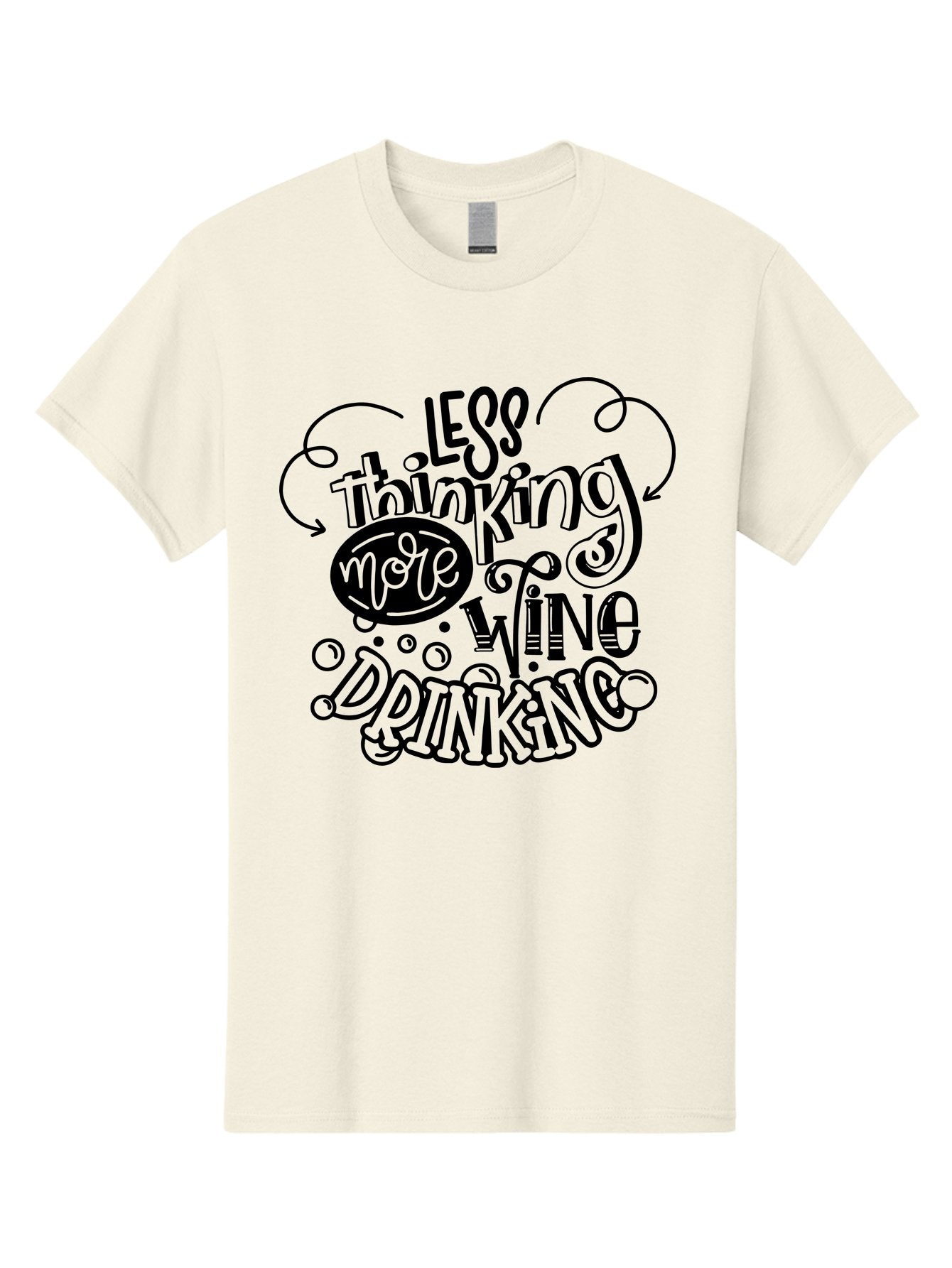 Less-Thinking-More-Wine-Drinking Men'S Graphic Tee, 100% Cotton, Comfortable Casual Summer Wear, Machine Washable, Wine Lover, Drink Wine, Relax, Less Thinking, Wine Quotes, Funny Phrases, Humor, Wine Culture, Wine Drinking Aad976 5