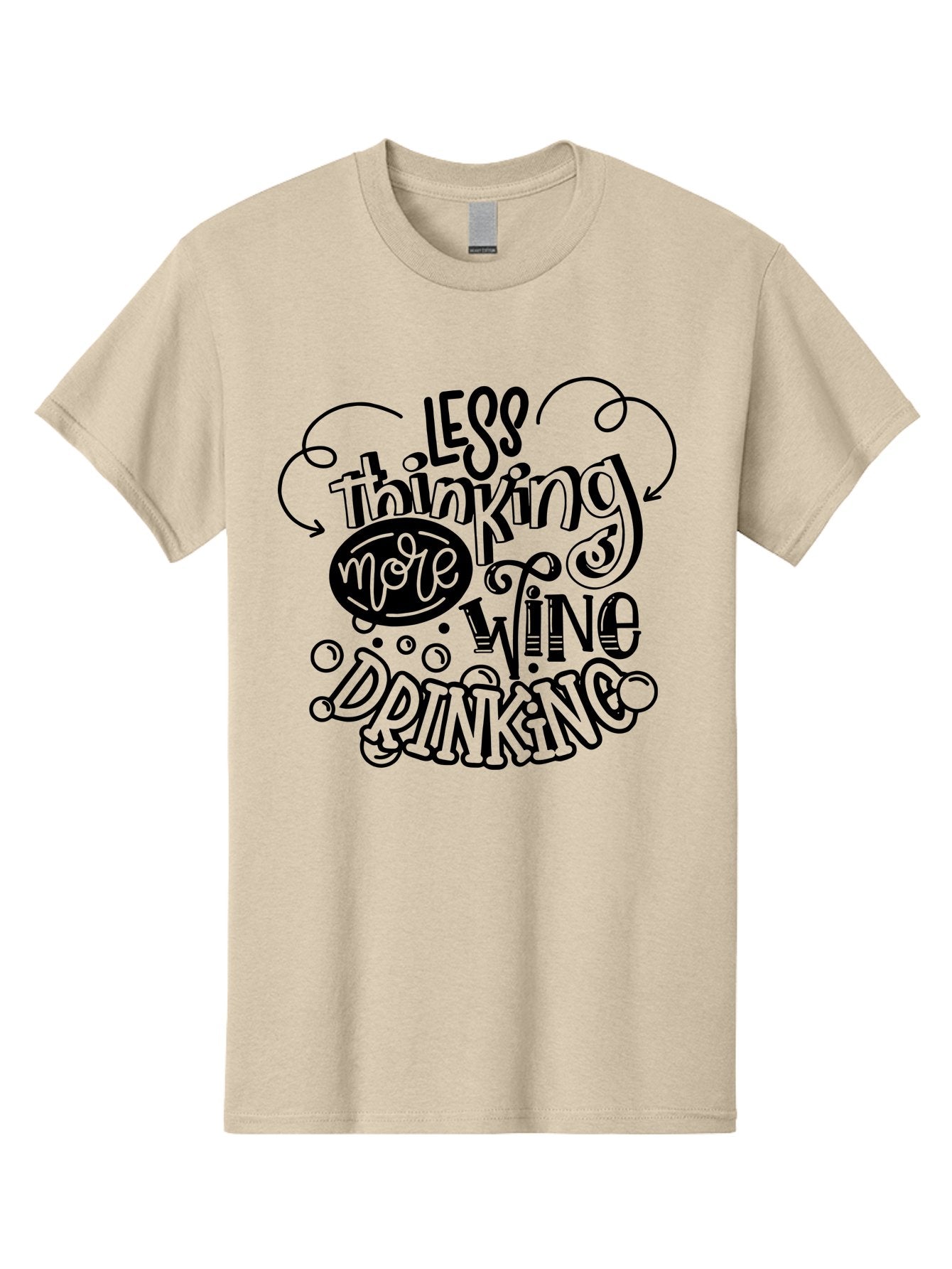 Less-Thinking-More-Wine-Drinking Men'S Graphic Tee, 100% Cotton, Comfortable Casual Summer Wear, Machine Washable, Wine Lover, Drink Wine, Relax, Less Thinking, Wine Quotes, Funny Phrases, Humor, Wine Culture, Wine Drinking Aad976 8