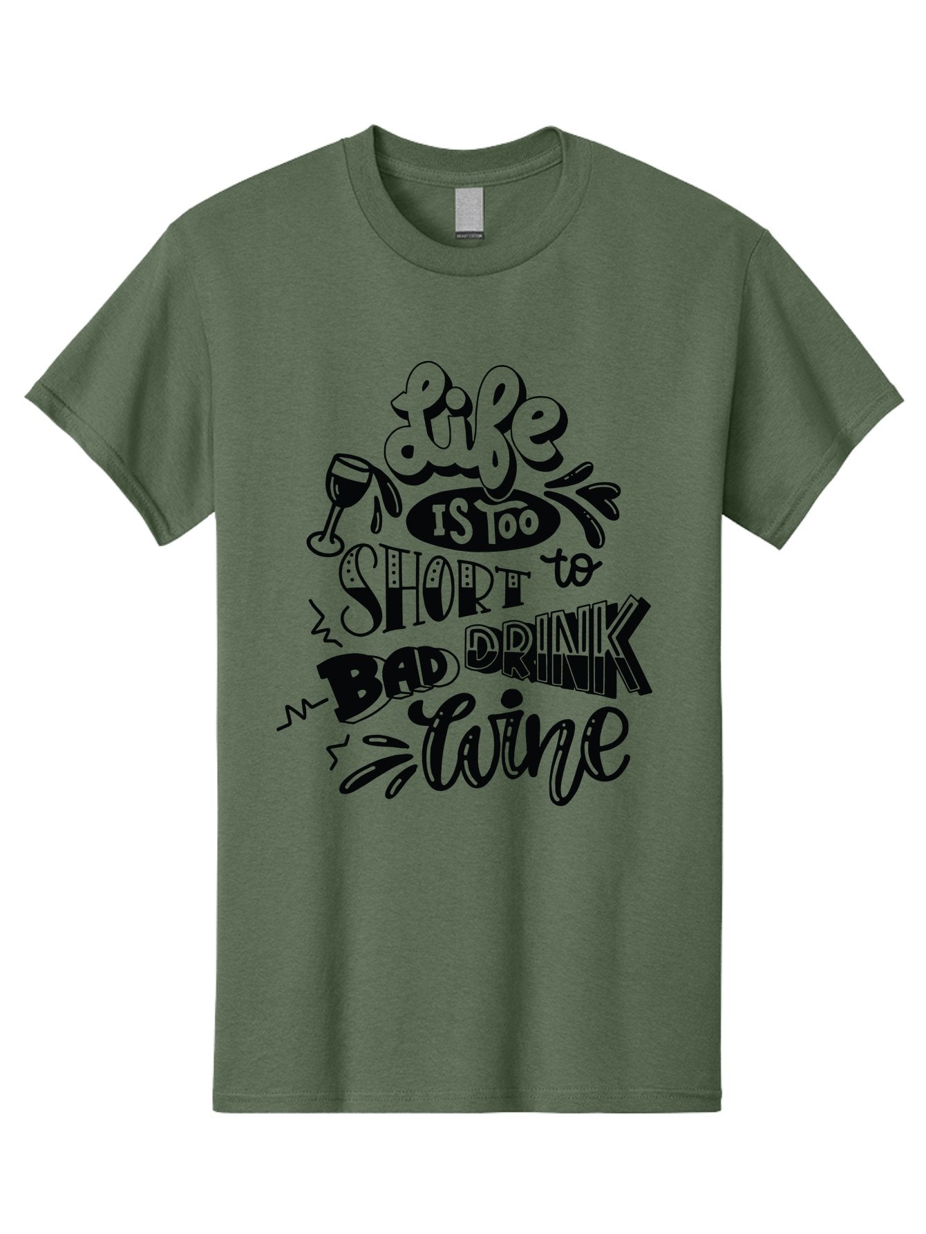 Life-Is-Too-Short-To-Drink-Bad-Wine Men'S Graphic Tee, 100% Cotton, Comfortable Casual Summer Wear, Machine Washable, Wine Quote, Life Is Too Short, Drink Wine, Good Wine, Wine Lovers, Happy Hour, Wine Time, Relax With Wine, Wine Enjoyment Aad977 13
