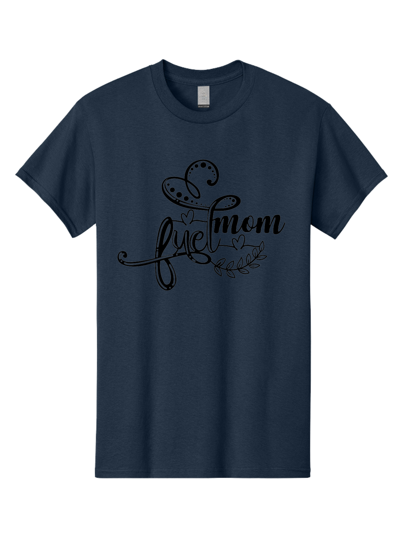 Love-Mom Men'S Graphic Tee, 100% Cotton, Comfortable Casual Summer Wear, Machine Washable, Love Mom, Black Cursive Lettering, Floral Design, Heart Shapes, Motherly Love, Decorative Elements, Heartwarming Illustration, Calligraphy Art Aad978
