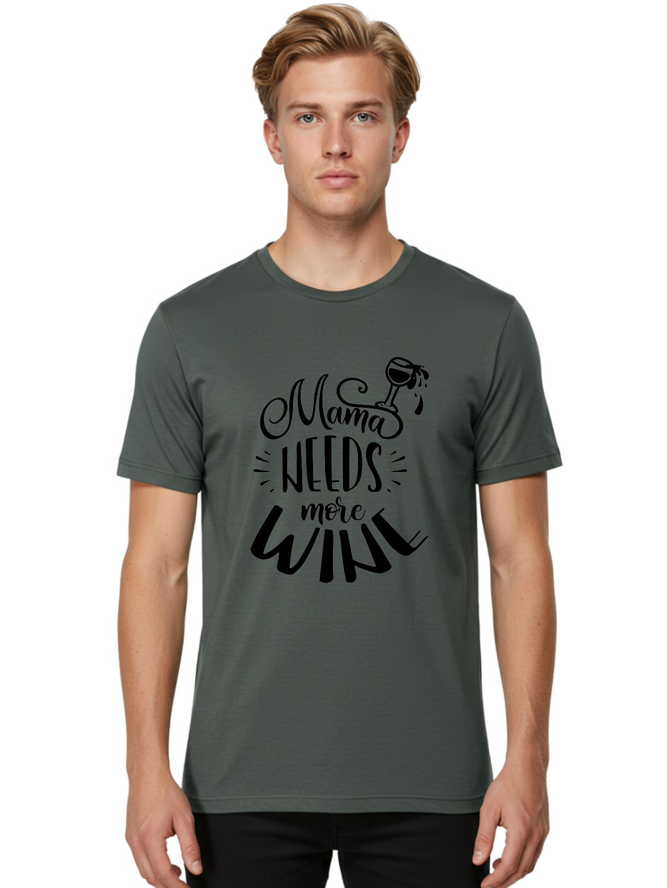 Mama-Needs-More-Wine Men'S Graphic Tee, 100% Cotton, Comfortable Casual Summer Wear, Machine Washable, Mama Needs More Wine, Funny Quote, Wine Humor, Mom Life, Wine Lover, Humorous Saying, Relatable Phrase, Parenting Joke Aad979 22