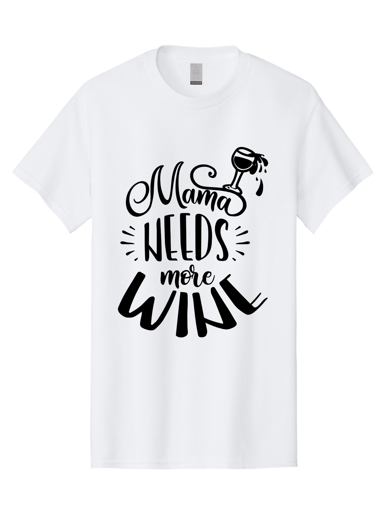 Mama-Needs-More-Wine Men'S Graphic Tee, 100% Cotton, Comfortable Casual Summer Wear, Machine Washable, Mama Needs More Wine, Funny Quote, Wine Humor, Mom Life, Wine Lover, Humorous Saying, Relatable Phrase, Parenting Joke Aad979
