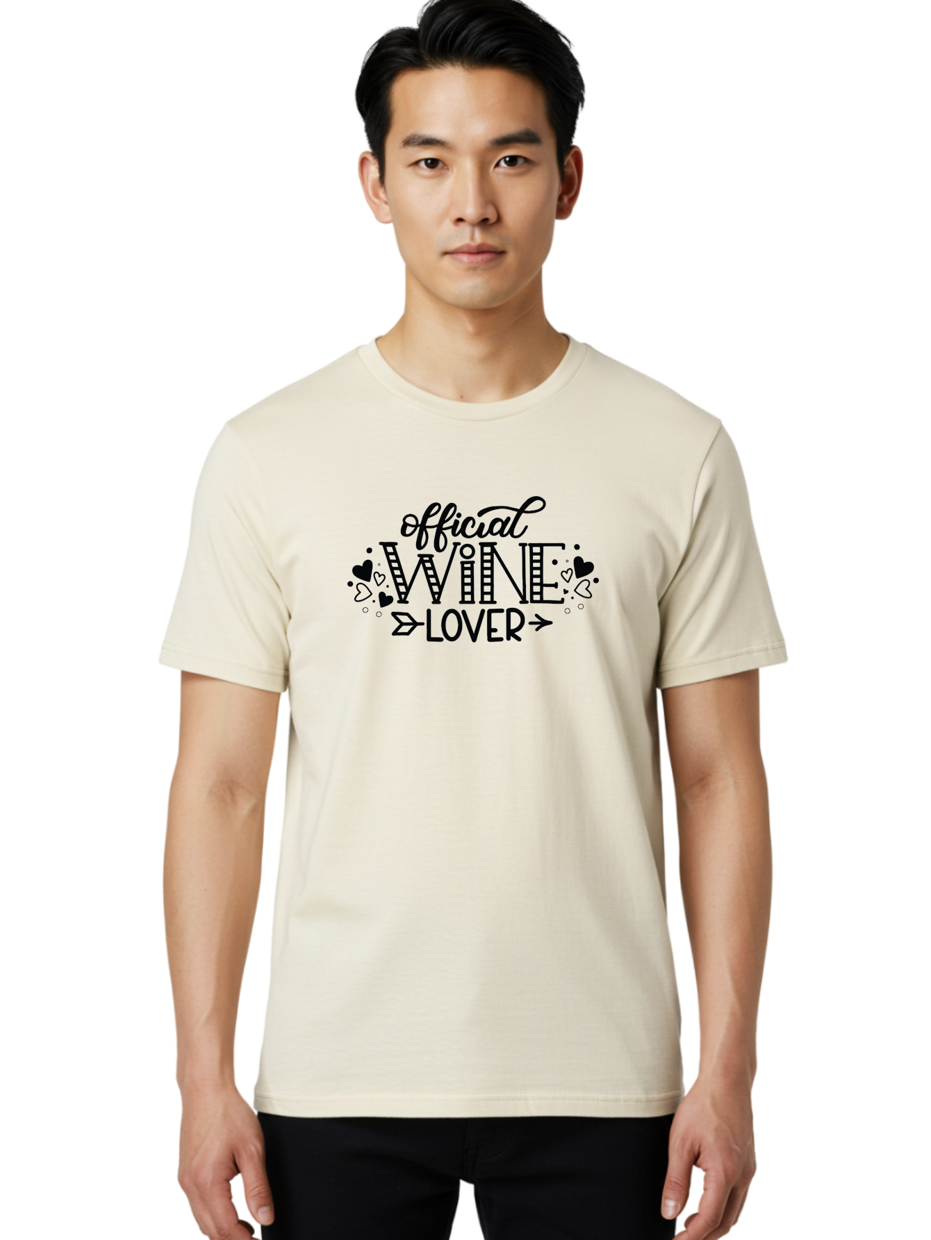 Official-Wine-Lover Men'S Graphic Tee, 100% Cotton, Comfortable Casual Summer Wear, Machine Washable, Wine Lover, Wine Enthusiast, Wine Quote, Wine Design, Typography, Hearts, Arrows, Wine Lover Quote, Lettering, Wine Art Aad980 4