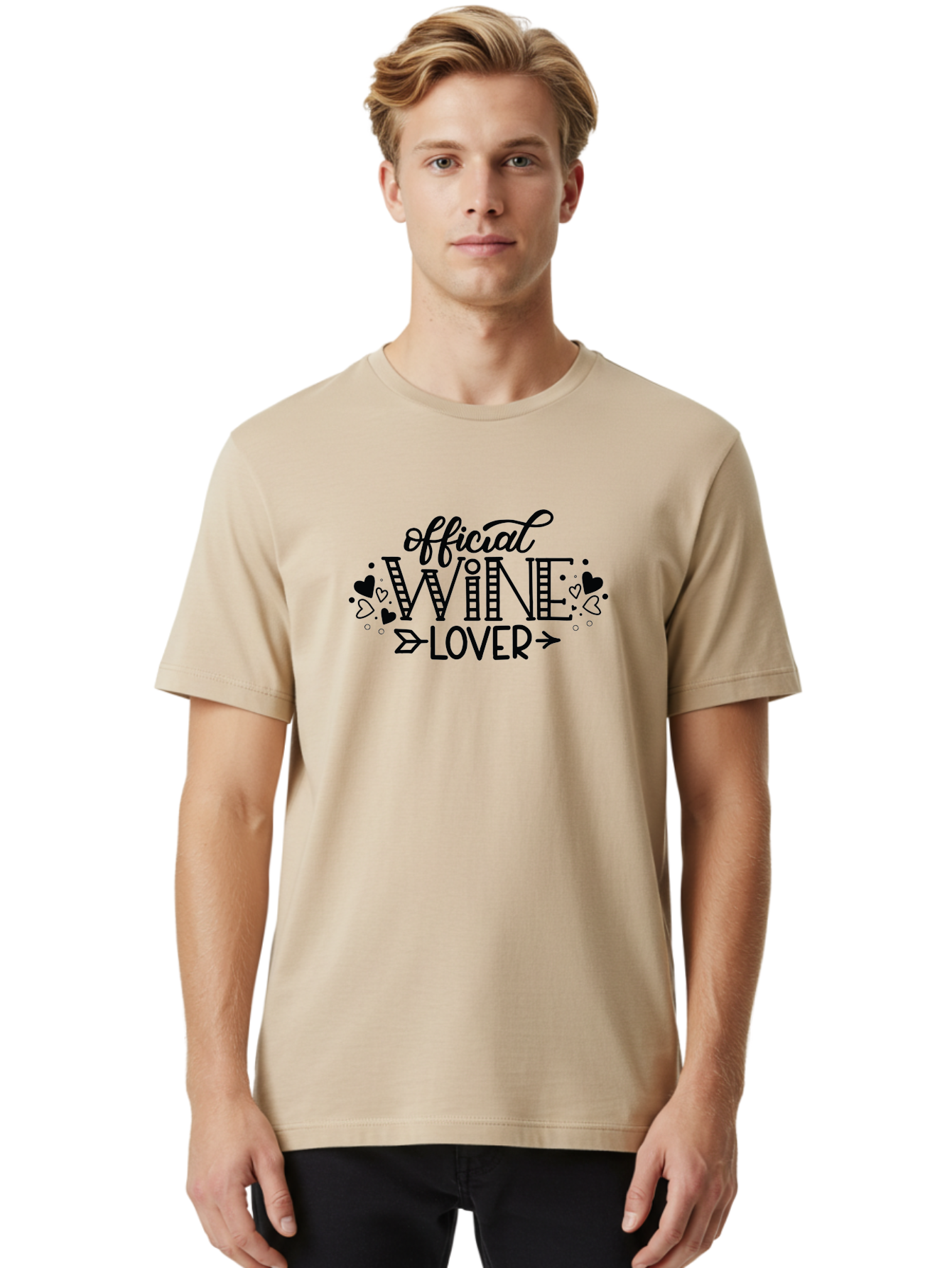 Official-Wine-Lover Men'S Graphic Tee, 100% Cotton, Comfortable Casual Summer Wear, Machine Washable, Wine Lover, Wine Enthusiast, Wine Quote, Wine Design, Typography, Hearts, Arrows, Wine Lover Quote, Lettering, Wine Art Aad980 26