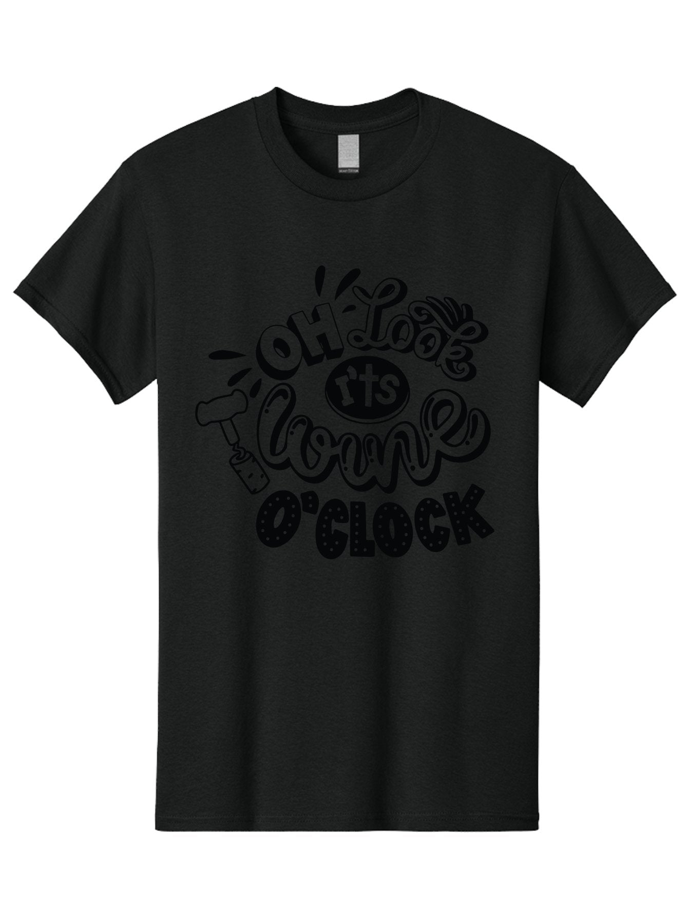 Oh-Look-R-Ts-Loone-O-Clock Men'S Graphic Tee, 100% Cotton, Comfortable Casual Summer Wear, Machine Washable, Humorous Typography, Quirky Clock, Playful Design, Whimsical Art, Connie, Cartoon Style, Black And Green, Funny Quotes Aad981 10