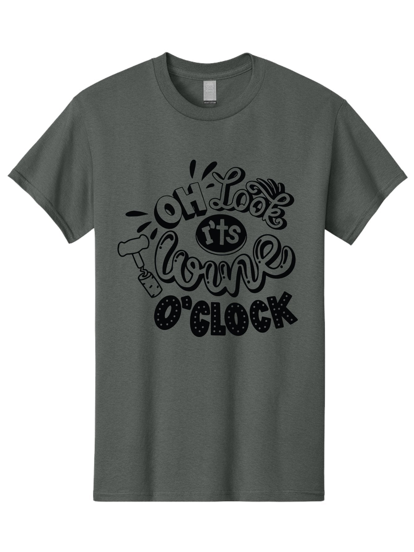 Oh-Look-R-Ts-Loone-O-Clock Men'S Graphic Tee, 100% Cotton, Comfortable Casual Summer Wear, Machine Washable, Humorous Typography, Quirky Clock, Playful Design, Whimsical Art, Connie, Cartoon Style, Black And Green, Funny Quotes Aad981 15