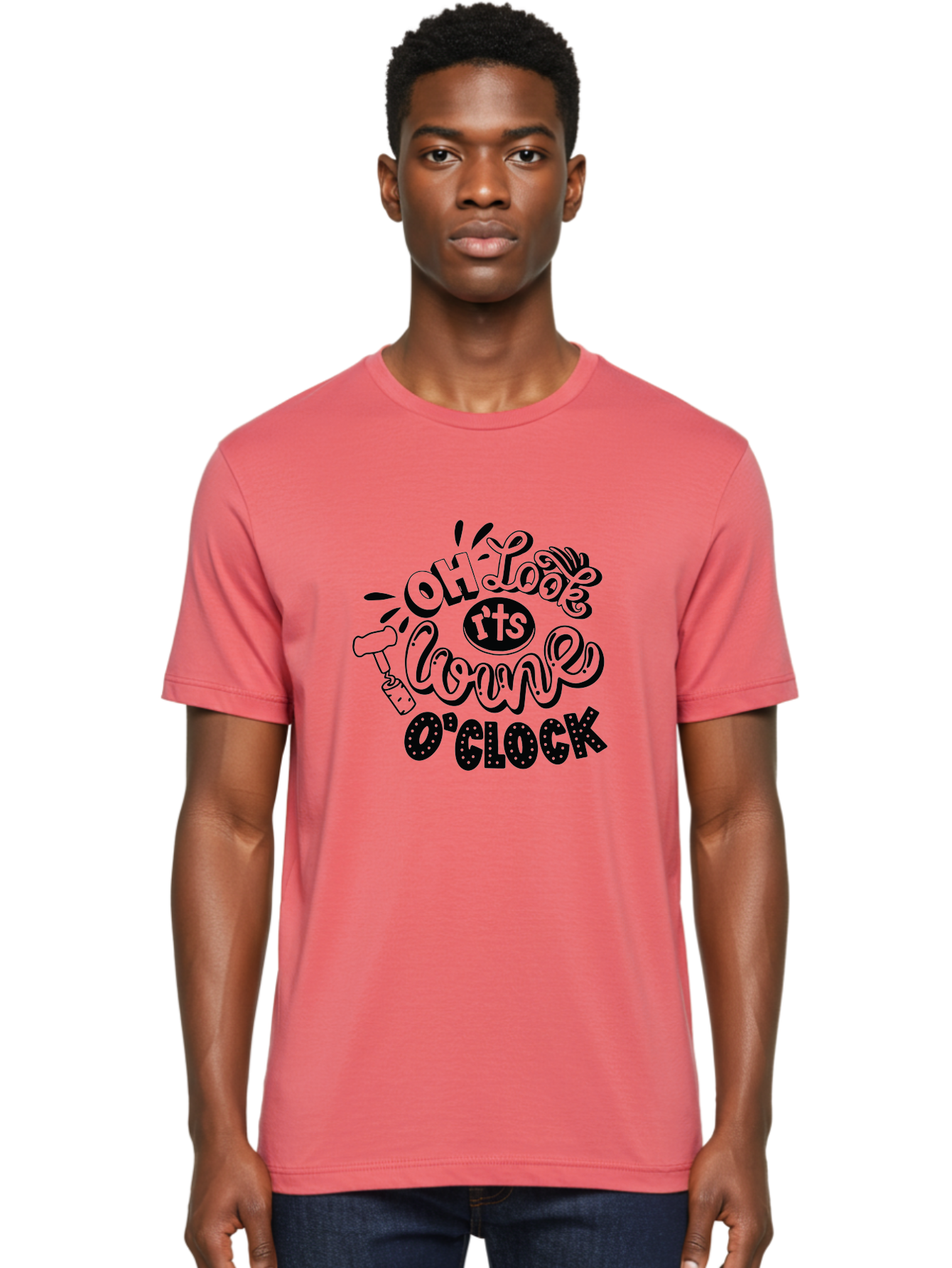 Oh-Look-R-Ts-Loone-O-Clock Men'S Graphic Tee, 100% Cotton, Comfortable Casual Summer Wear, Machine Washable, Humorous Typography, Quirky Clock, Playful Design, Whimsical Art, Connie, Cartoon Style, Black And Green, Funny Quotes Aad981 26