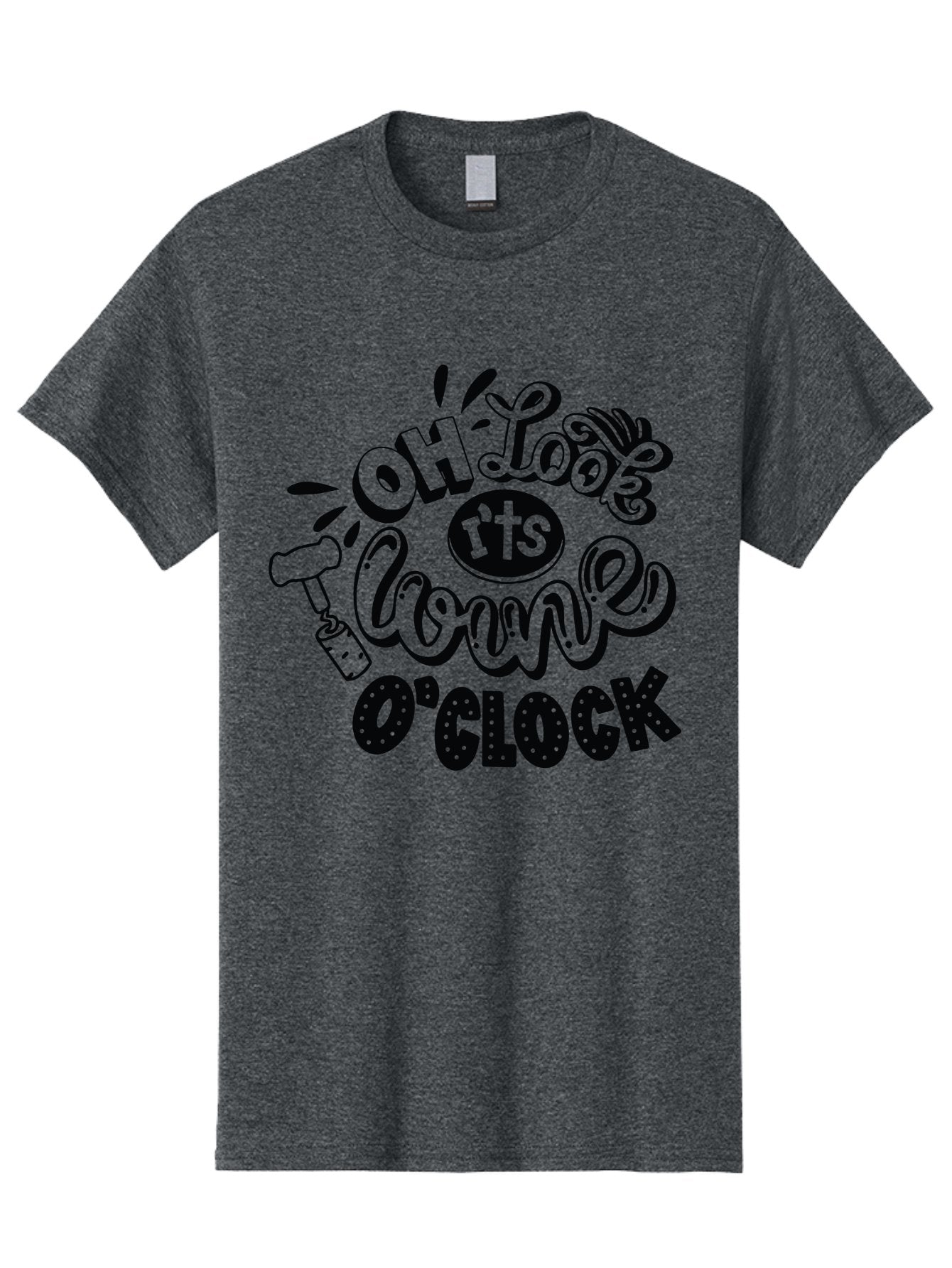 Oh-Look-R-Ts-Loone-O-Clock Men'S Graphic Tee, 100% Cotton, Comfortable Casual Summer Wear, Machine Washable, Humorous Typography, Quirky Clock, Playful Design, Whimsical Art, Connie, Cartoon Style, Black And Green, Funny Quotes Aad981 8